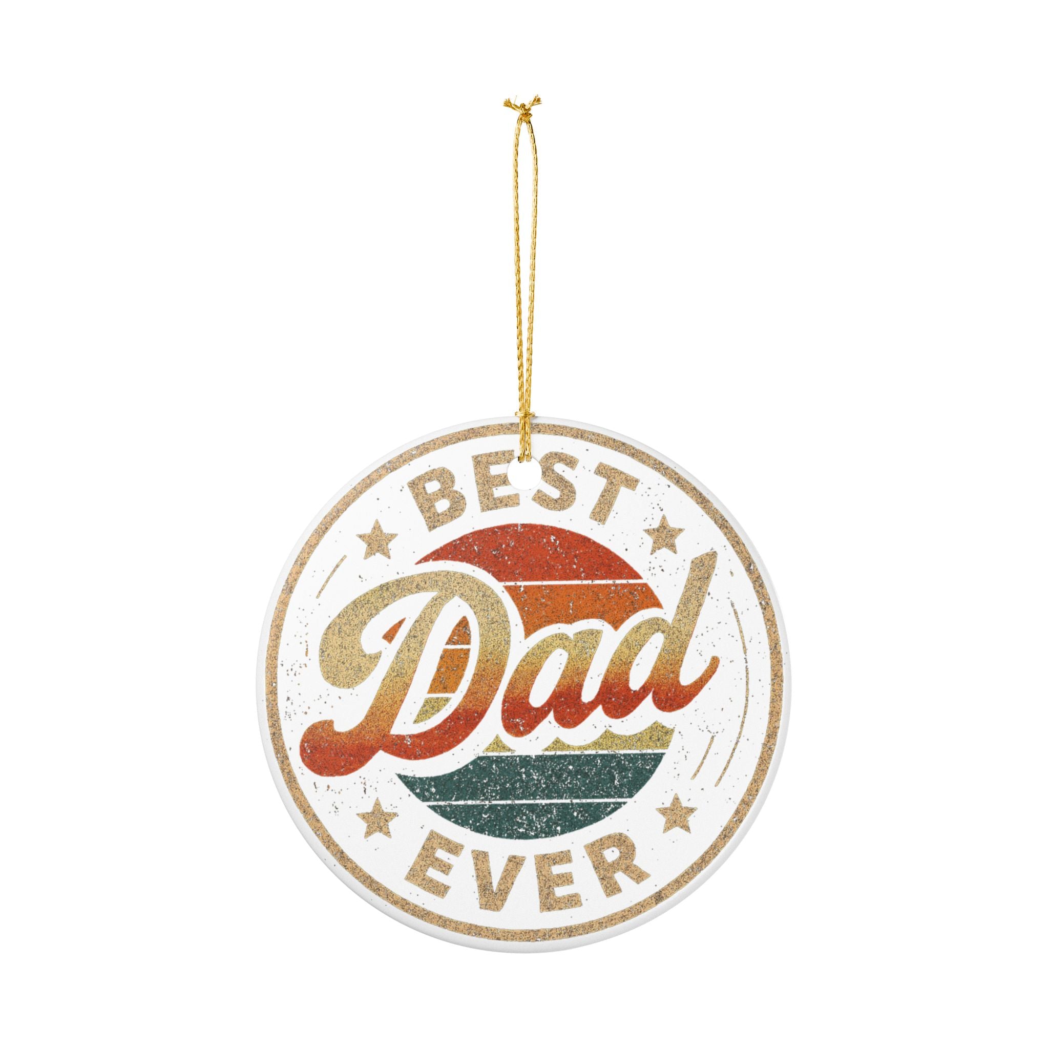 Best Dad Ever Ceramic Holiday Decoration Ornament, Hanging Christmas Tree Ornament