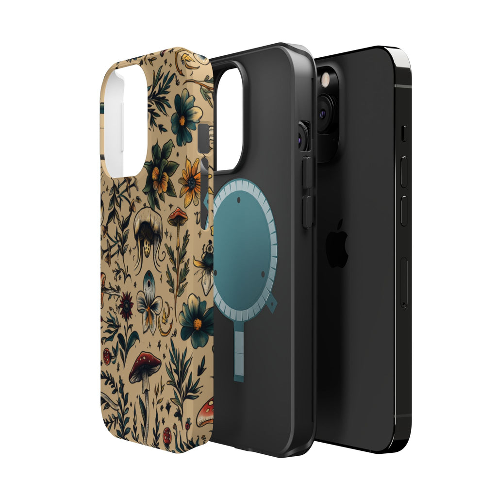 Vintage Botanical Mushroom Phone Case – MagSafe-Compatible Cover
