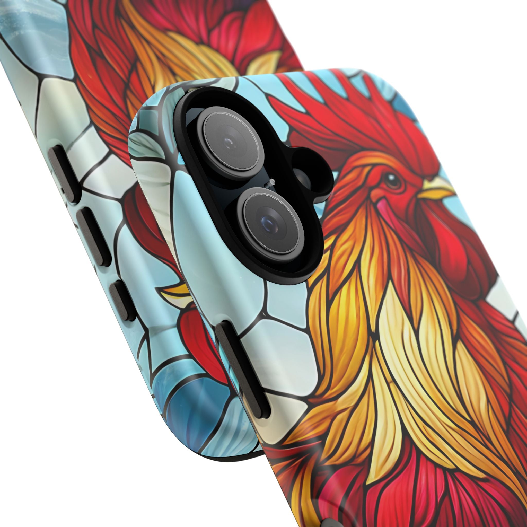 Colorful Stained Glass Rooster Android Case, Tough Protective Phone Cover, Farmhouse Decor Protective Phone Case, Unique Chicken Design