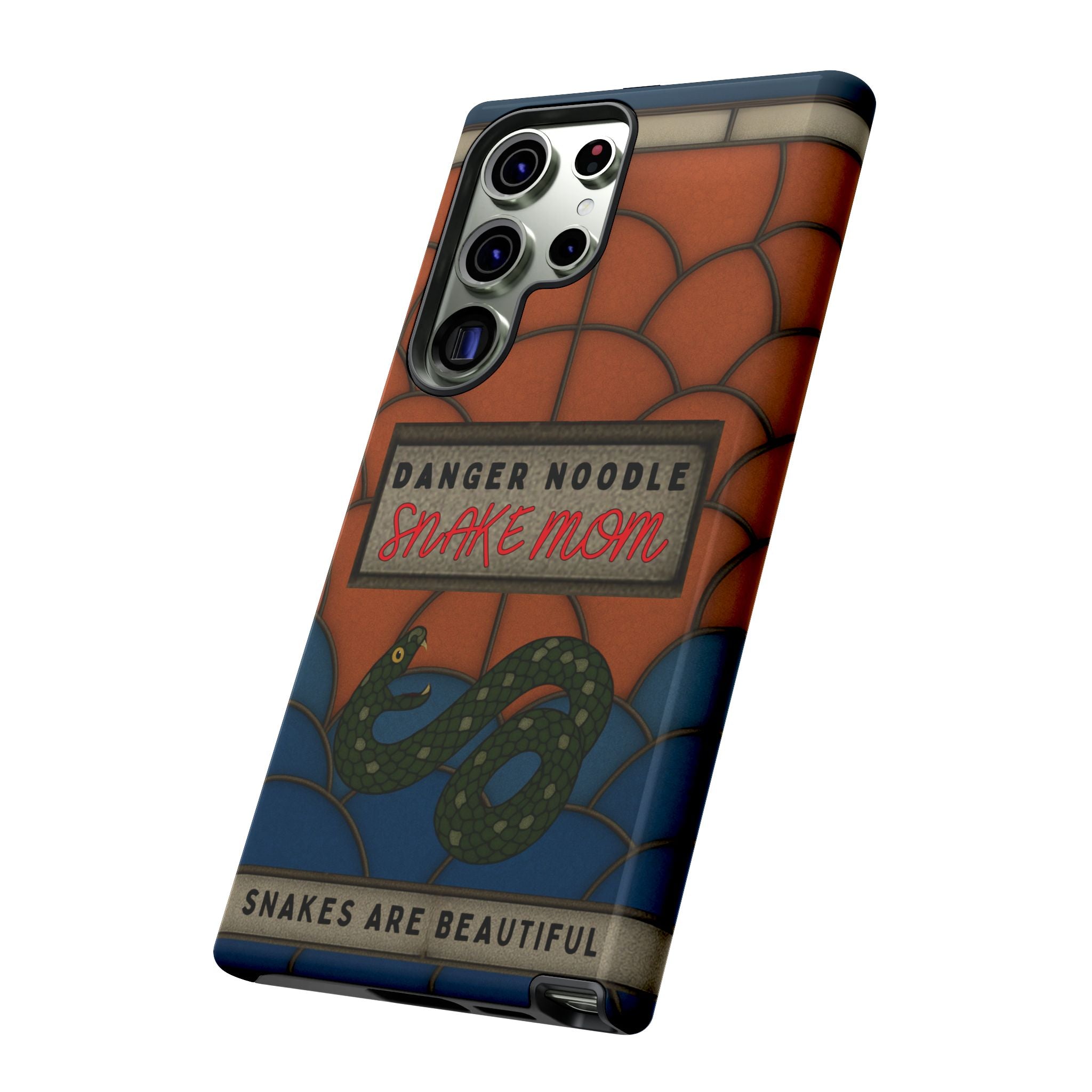 Danger Noodle Snake Mom Phone Case | Snakes Are Beautiful |Stained Glass Snake Art | Funny Snake Lover Gift |  Reptile Mom Phone Cover