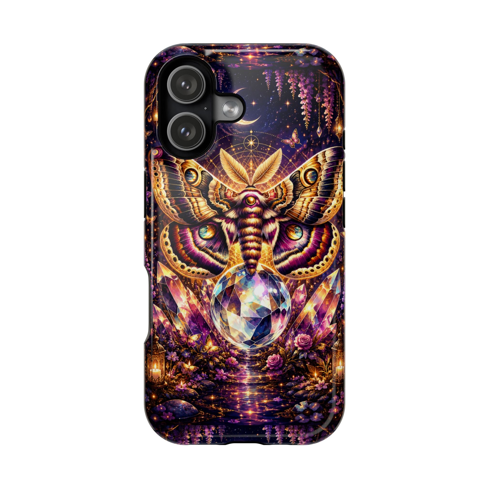 Mystic Moth Crystal Phone Case – Jewel-Toned MagSafe-Compatible Cover