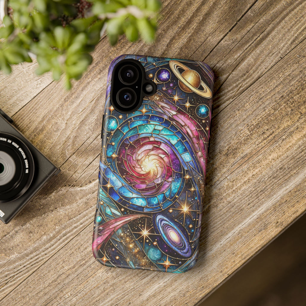 Galaxy Swirl Stained Glass Phone Case – Cosmic Celestial Cover