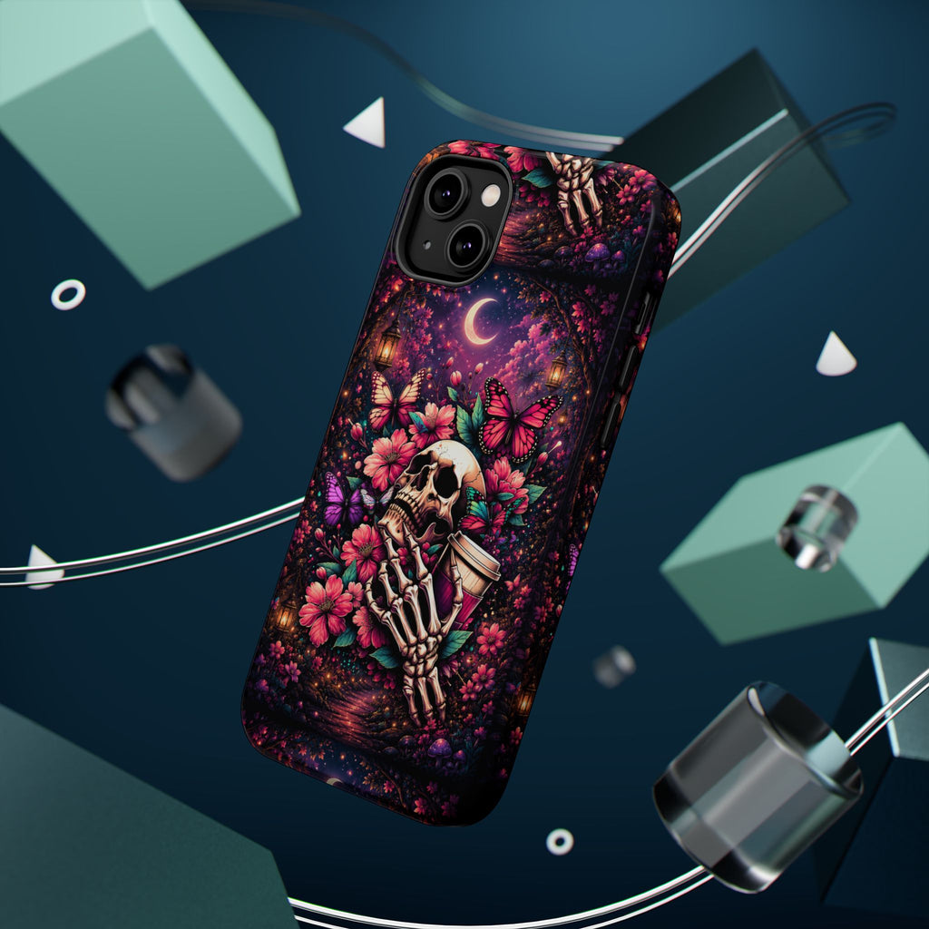 Skull & Butterflies Phone Case – Gothic Floral MagSafe-Compatible Case