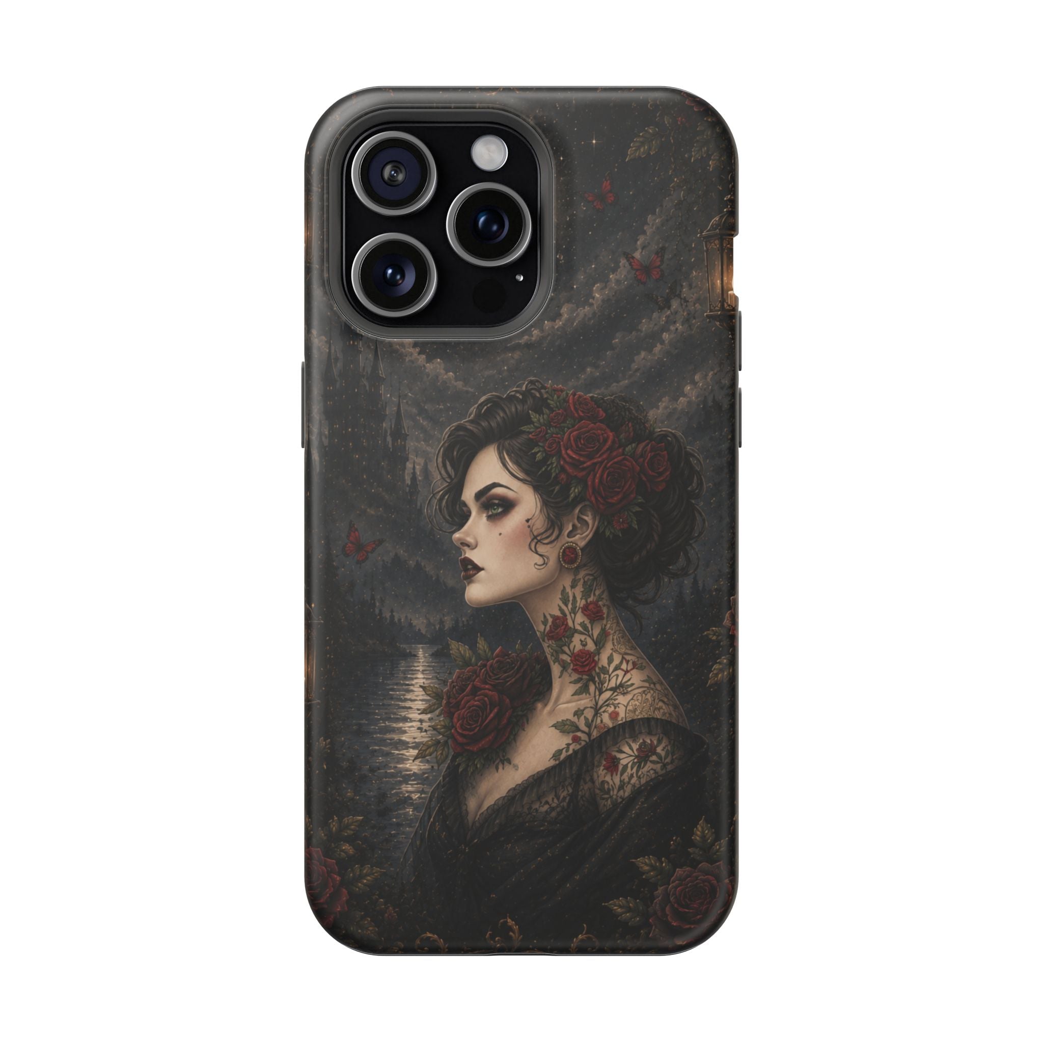Gothic Rose Portrait Phone Case – Dark Romance MagSafe-Compatible Cover