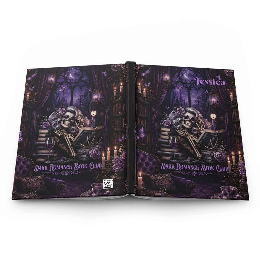 Personalized Dark Romance Journal — Custom Name Gothic Skull & Roses Hardcover Notebook | Lined Pages, Witchy Gift
