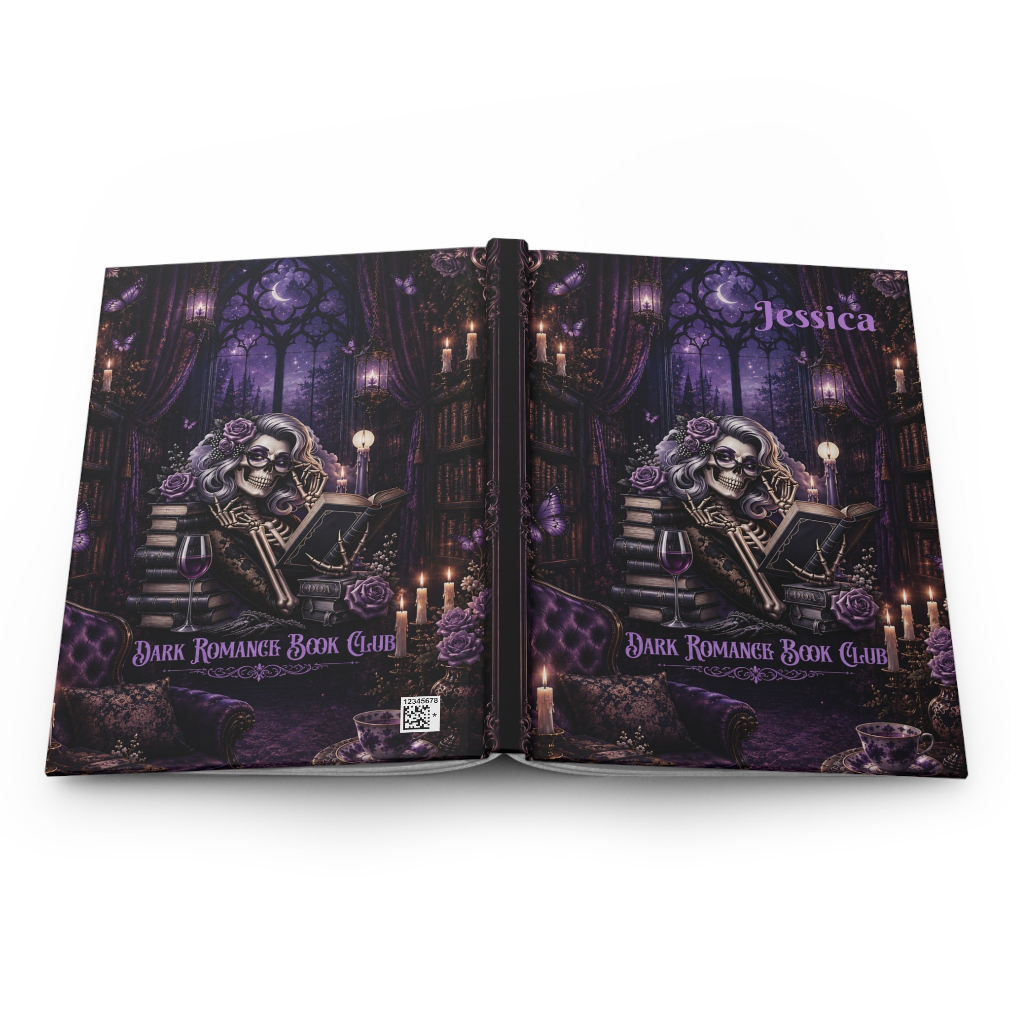 Personalized Dark Romance Journal — Custom Name Gothic Skull & Roses Hardcover Notebook | Lined Pages, Witchy Gift