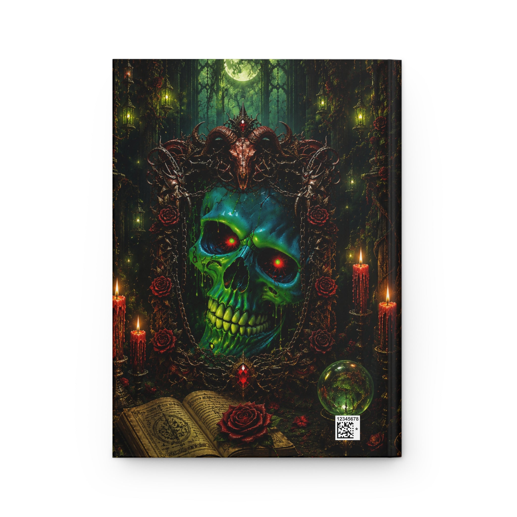 Personalized Gothic Skull Journal — Custom Name Dark Fantasy Hardcover Notebook | Lined Pages, Witchy Gift
