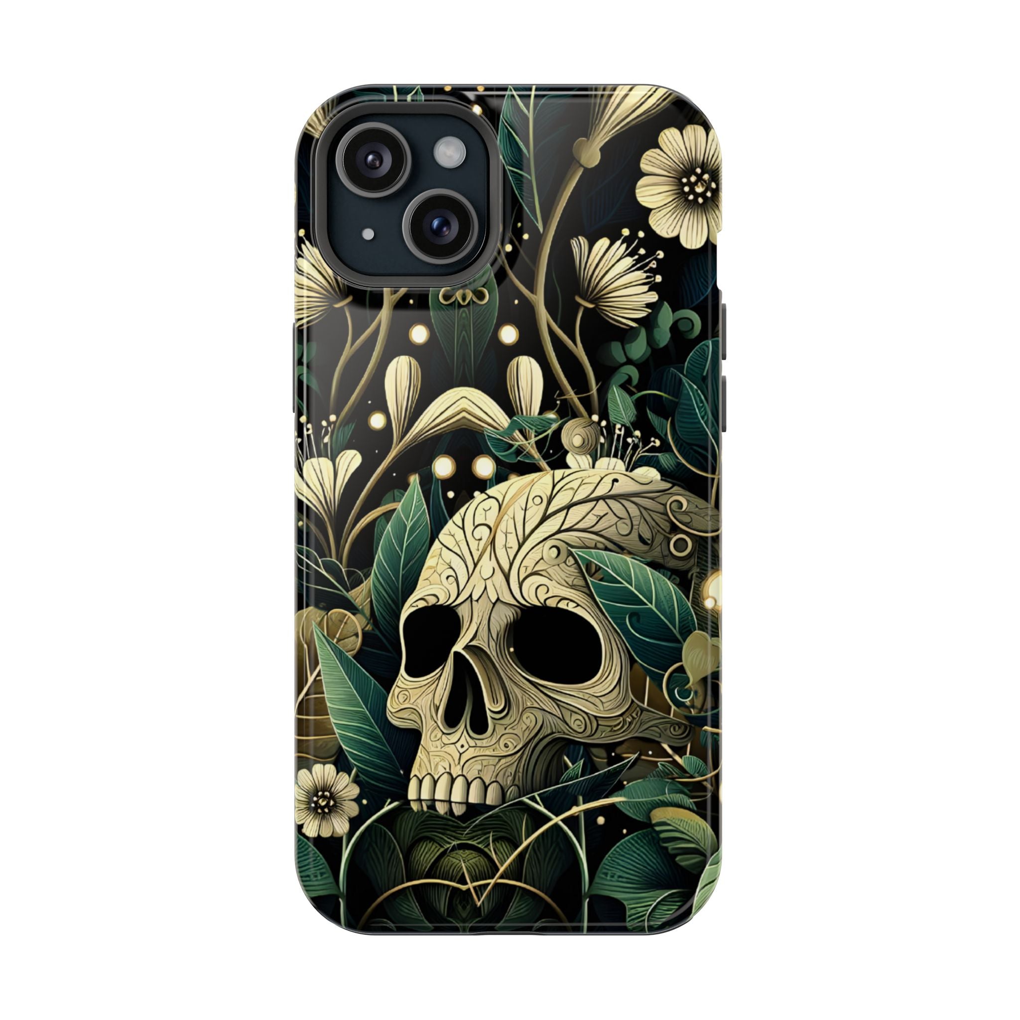 Floral Skull Phone Case – Botanical Gothic MagSafe-Compatible Cover
