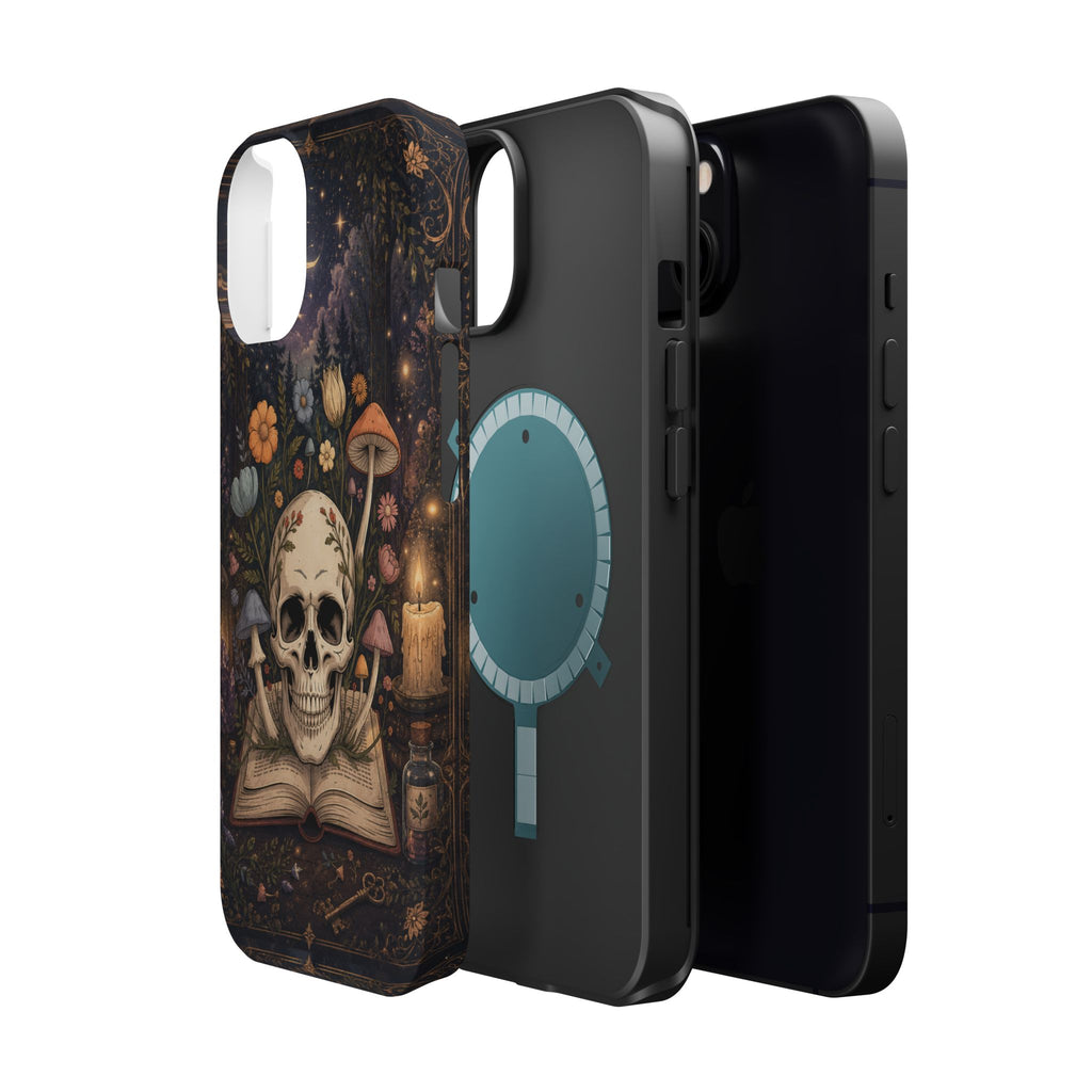 Skull & Mushroom Phone Case – Gothic MagSafe-Compatible Impact-Resistant Case