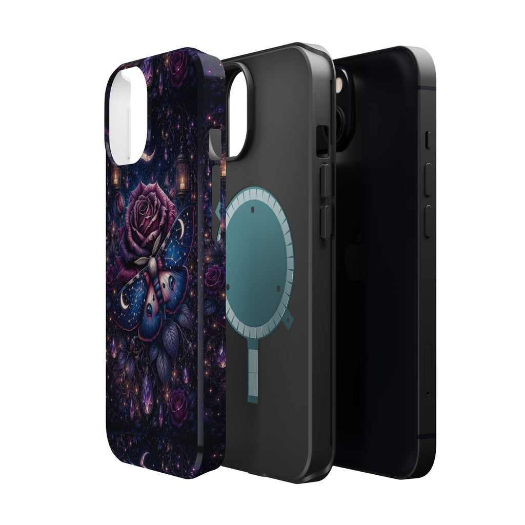 Mystical Rose & Moth Phone Case – Floral MagSafe-Compatible Cover