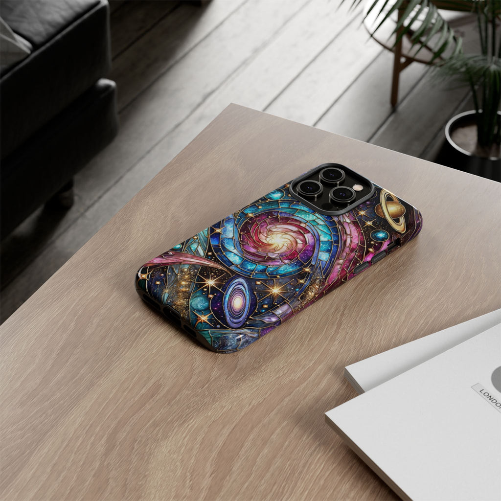 Galaxy Swirl Stained Glass Phone Case – Cosmic Celestial Cover