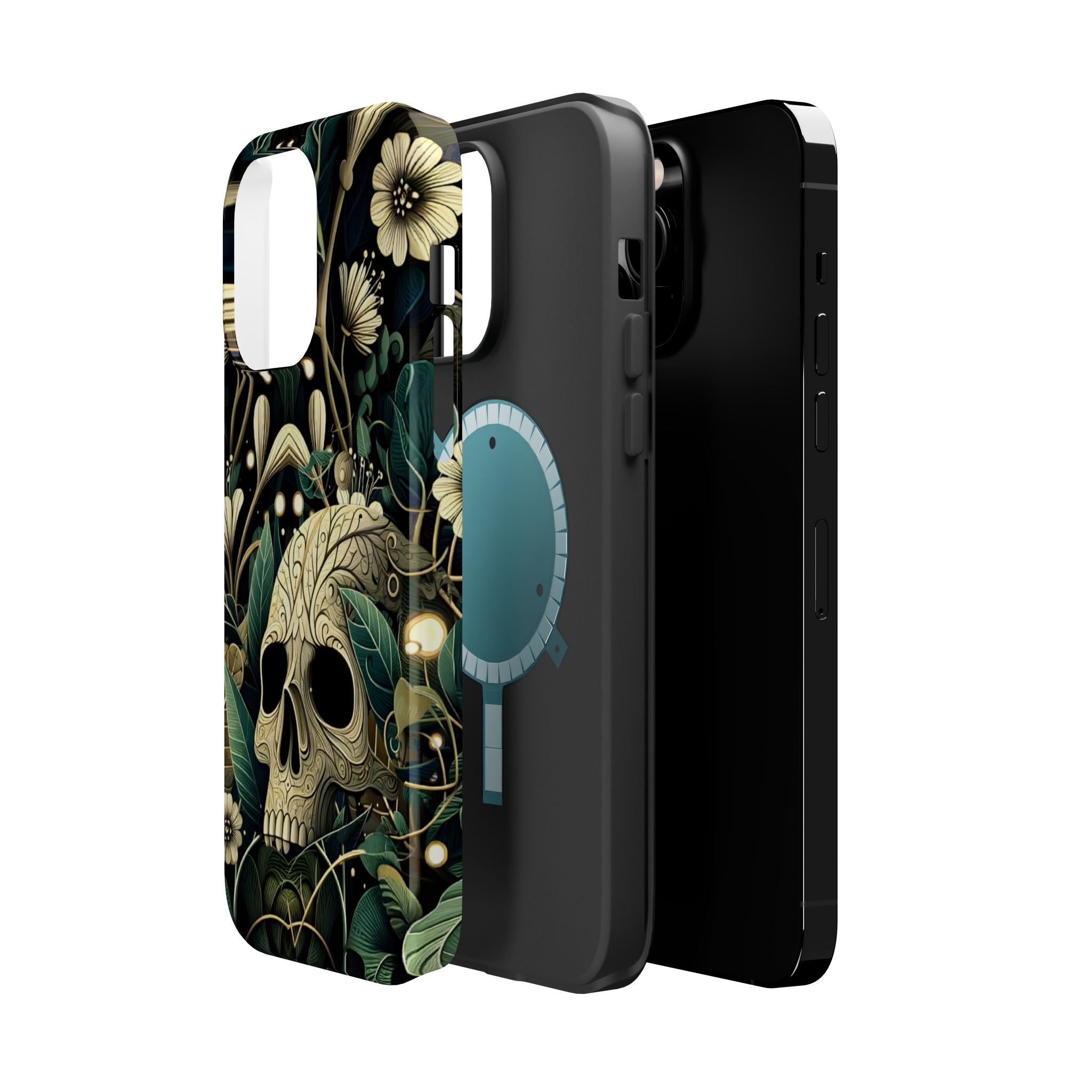 Floral Skull Phone Case – Botanical Gothic MagSafe-Compatible Cover