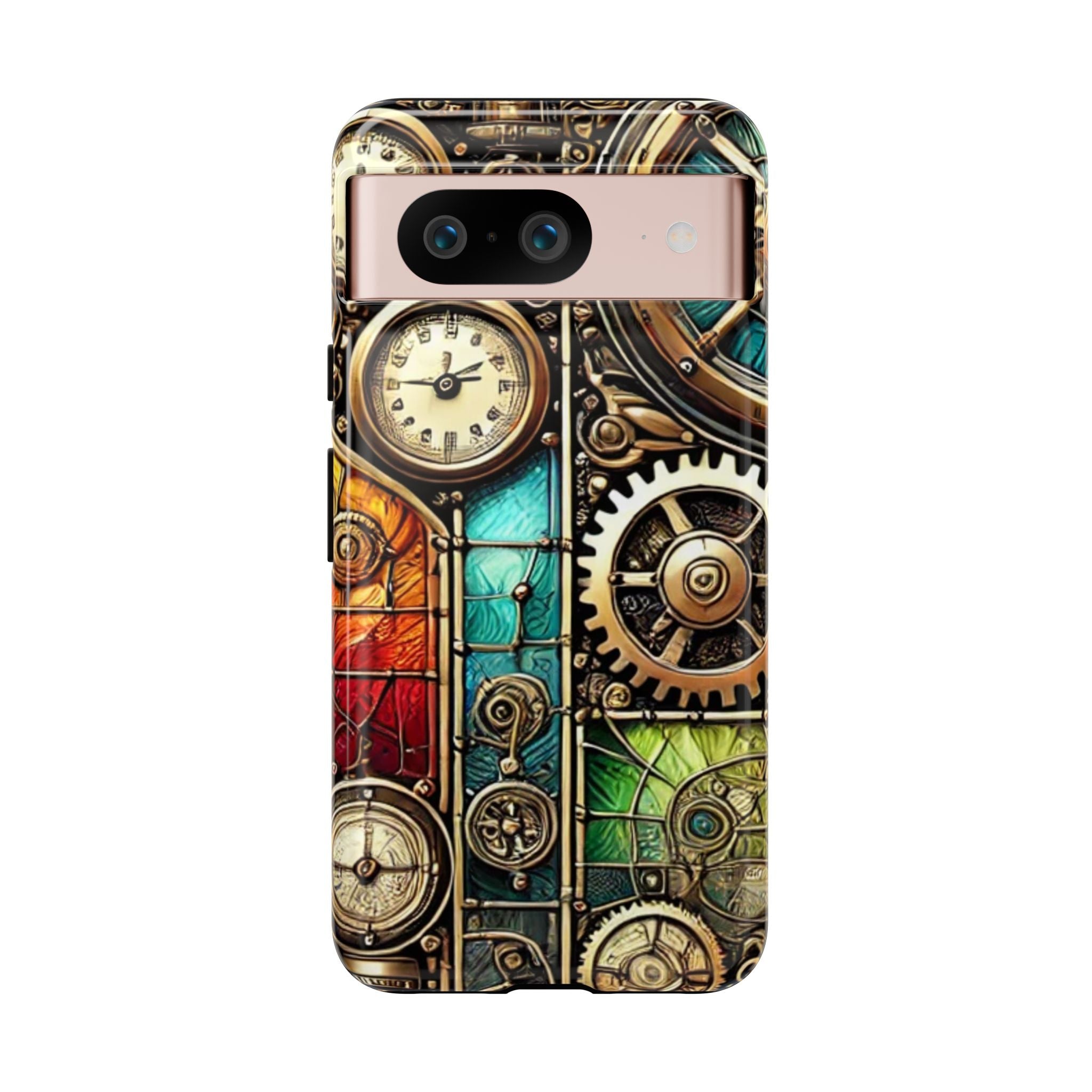 Steampunk Faux Stained Glass Android Phone Case – 3D Full-Wrap Protective Cover with TPU Liner
