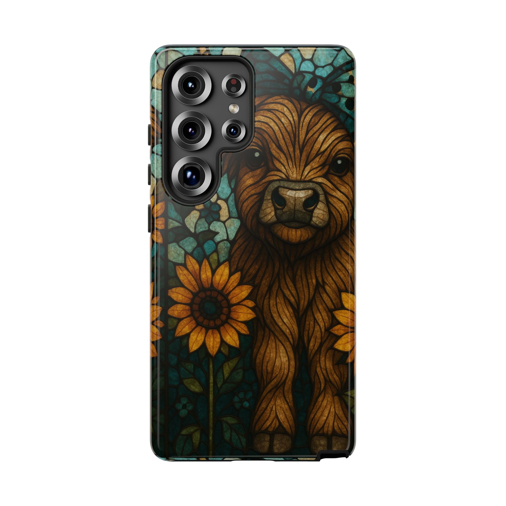 Stained Glass Baby Cow Phone Case – Sunflower Farmhouse Animal Design