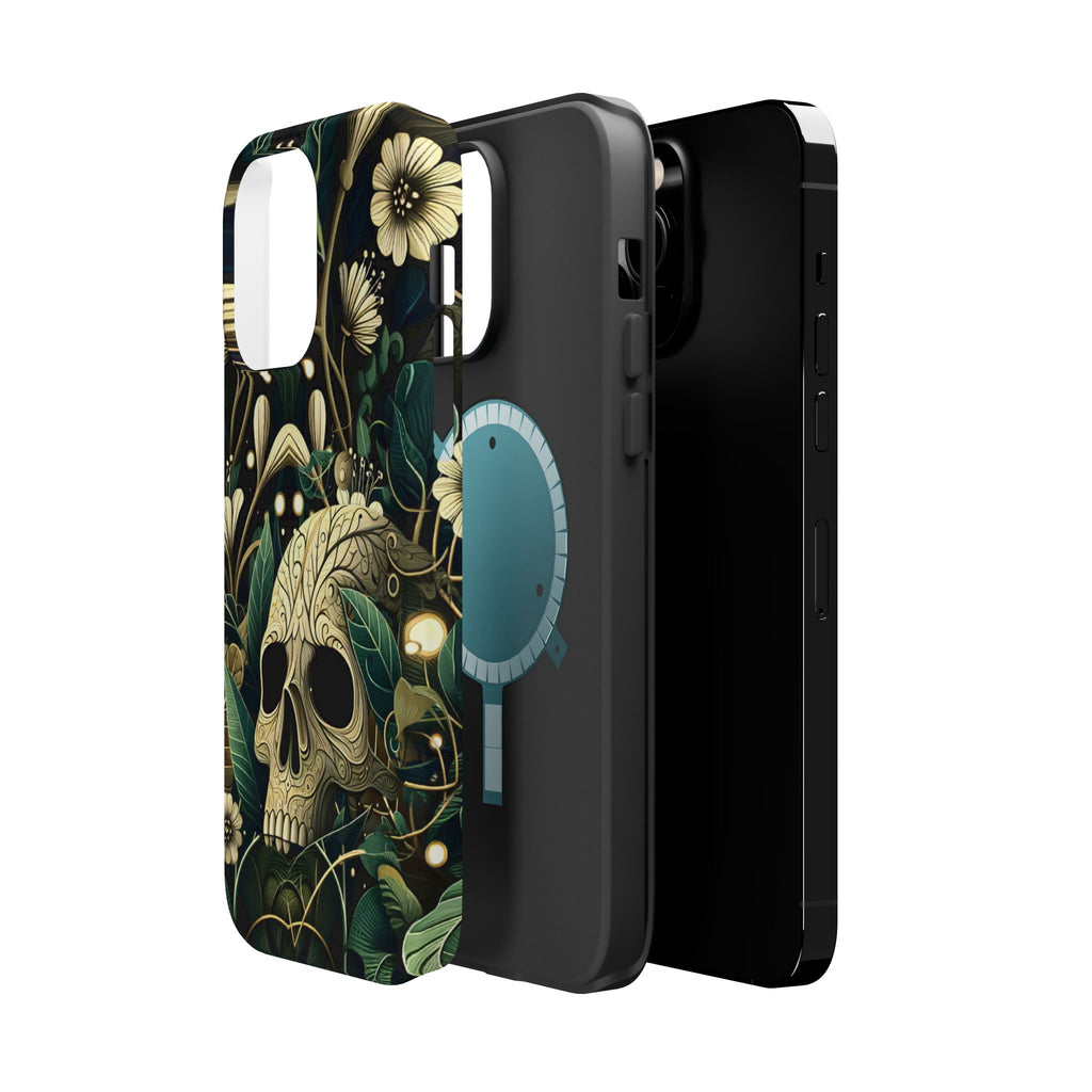 Floral Skull Phone Case – Botanical Gothic MagSafe-Compatible Cover