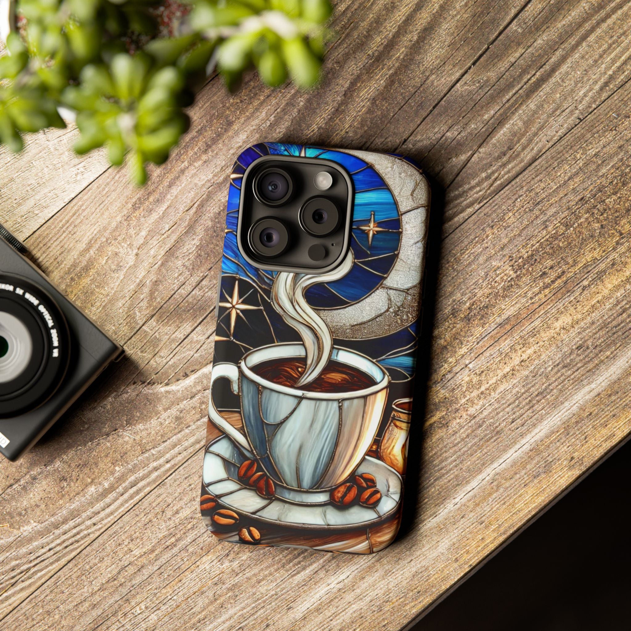 Stained Glass Coffee Phone Case – Cozy Artistic Design for Coffee Lovers