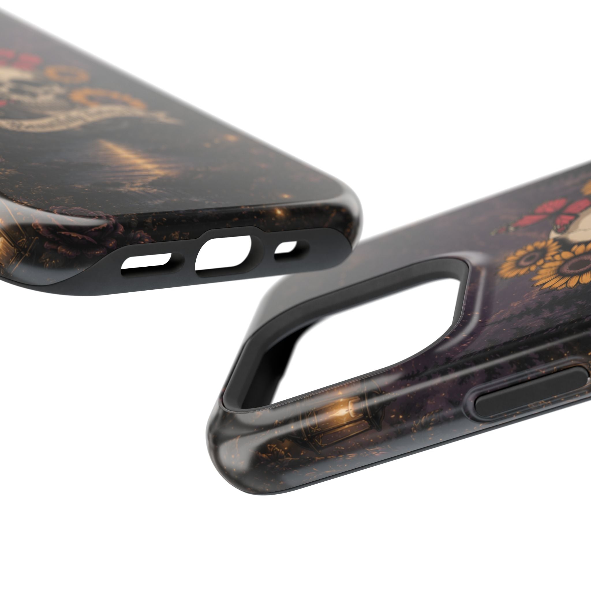 Skull, Sunflowers & Butterflies Phone Case – "Beautifully Twisted" MagSafe Cover