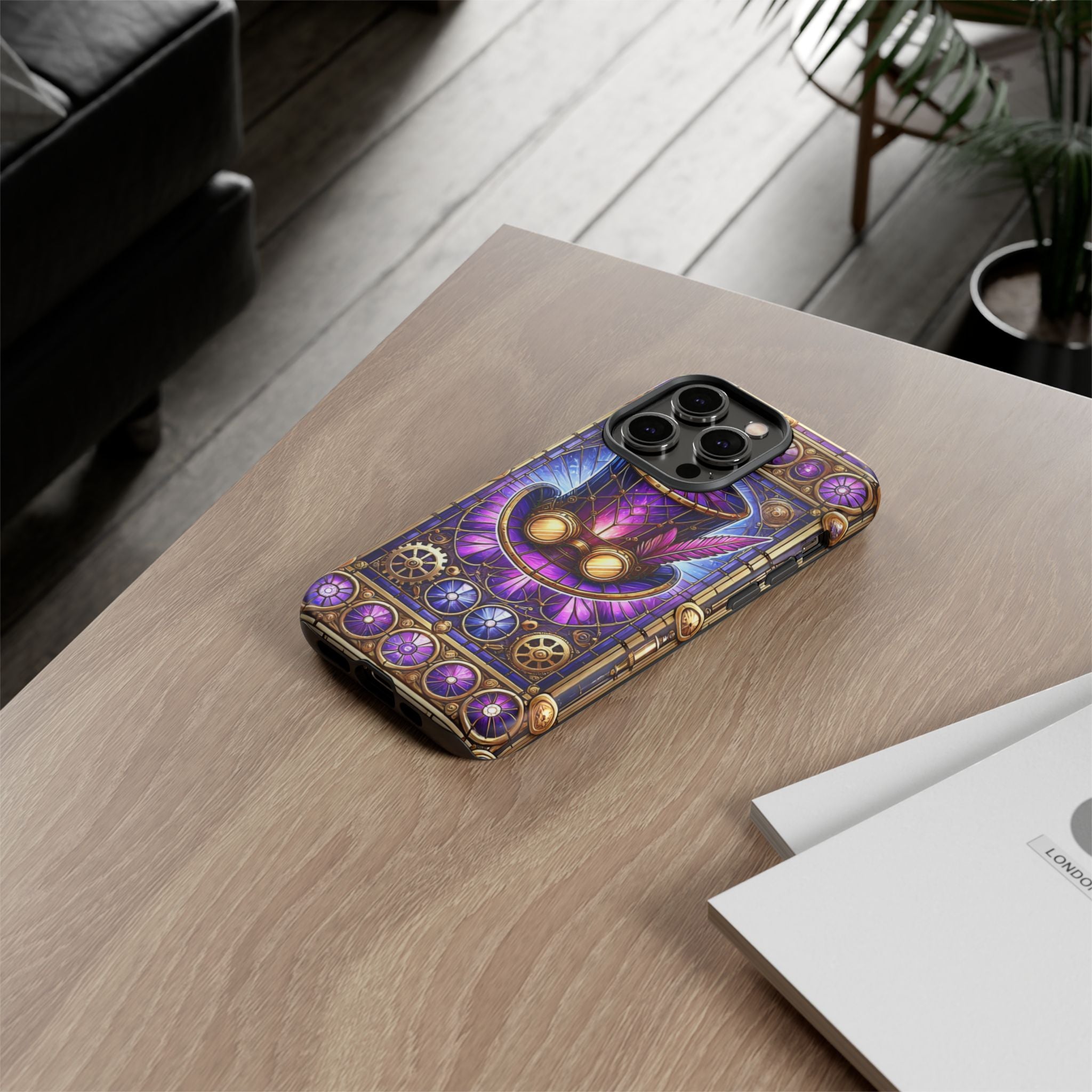 Stained Glass Steampunk iPhone Case – 3D Full-Wrap Protective Phone Cover With TPU Liner
