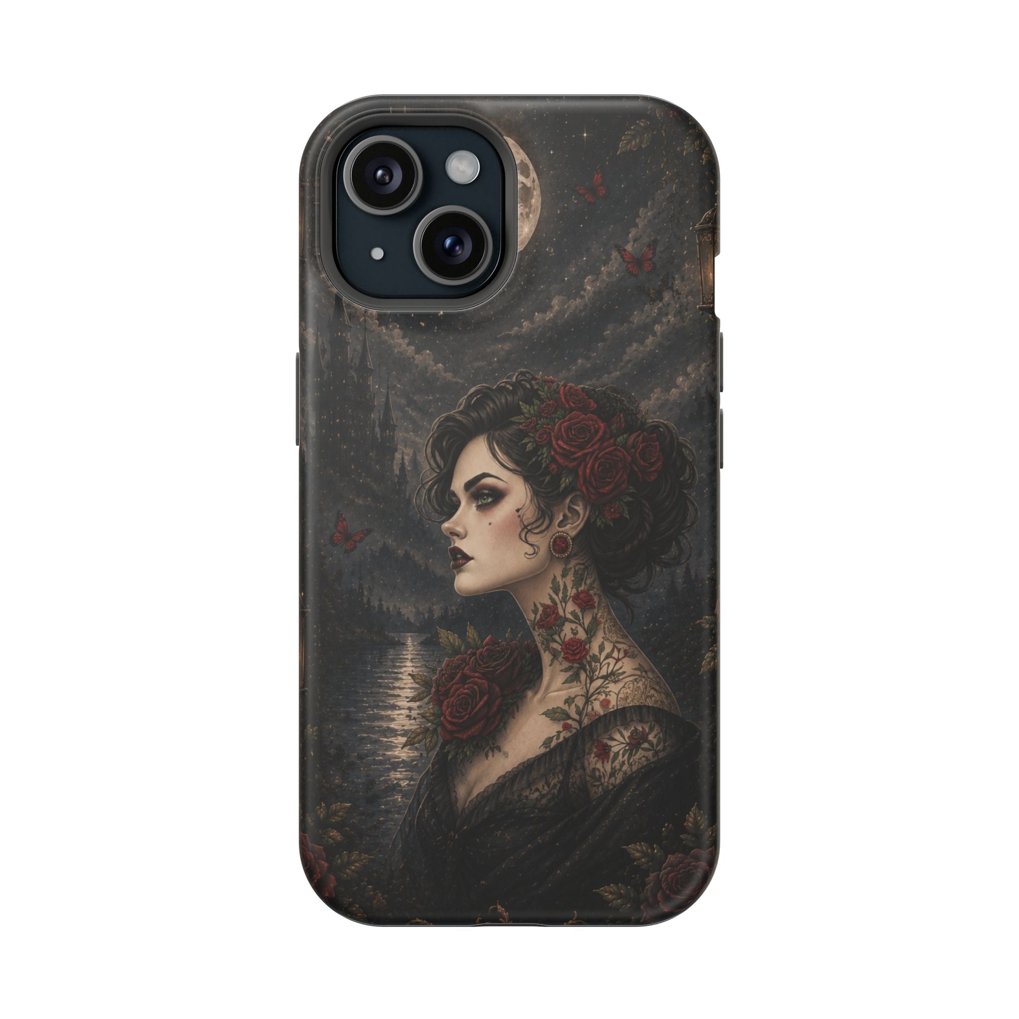 Gothic Rose Portrait Phone Case – Dark Romance MagSafe-Compatible Cover