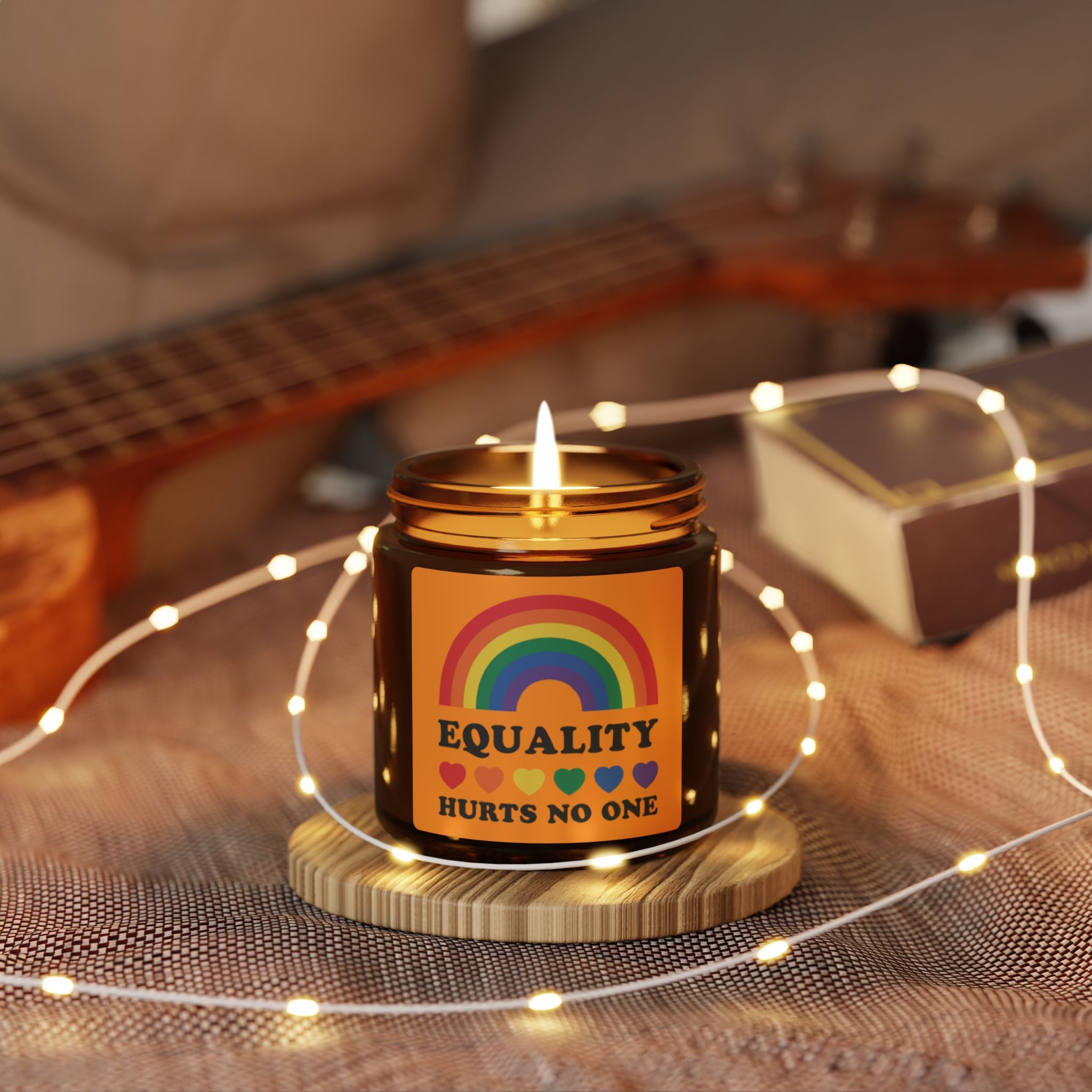 Rainbow Equality Scented Soy Candle, LGBTQ+ Pride Month Celebration Statement Gift From Daughter Son, Rainbow Pride Fathers Day Gift For Dad