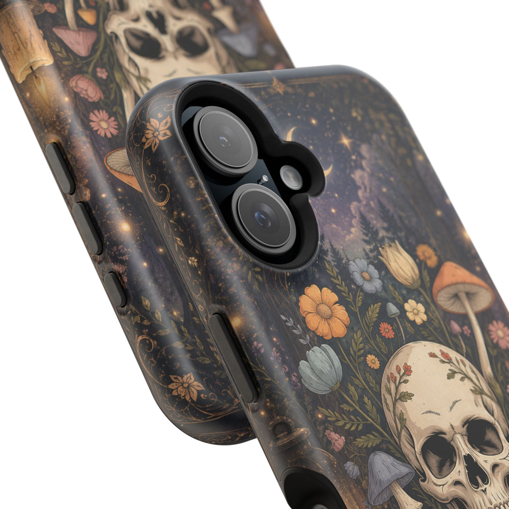 Skull & Mushroom Phone Case – Gothic MagSafe-Compatible Impact-Resistant Case