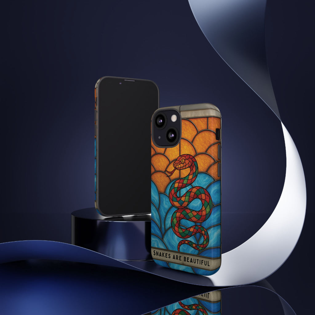 Snakes Are Beautiful Stained Glass Phone Case, Colorful Reptile Design Phone Cover, Nature Lovers Reptile Phone Case, Danger Noodle Case