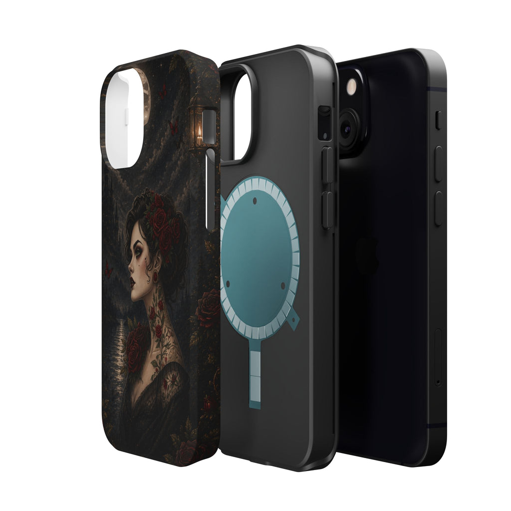 Gothic Rose Portrait Phone Case – Dark Romance MagSafe-Compatible Cover