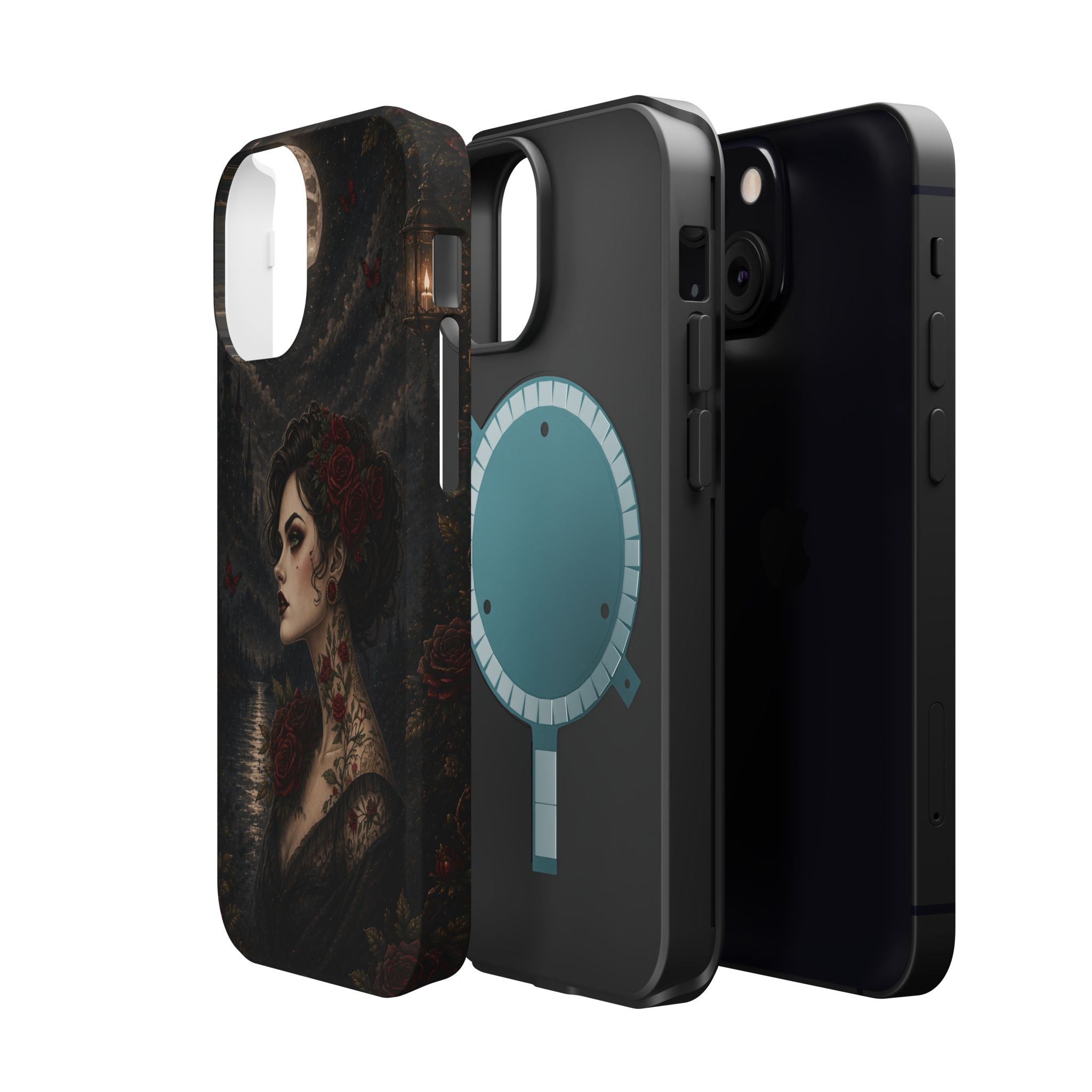 Gothic Rose Portrait Phone Case – Dark Romance MagSafe-Compatible Cover