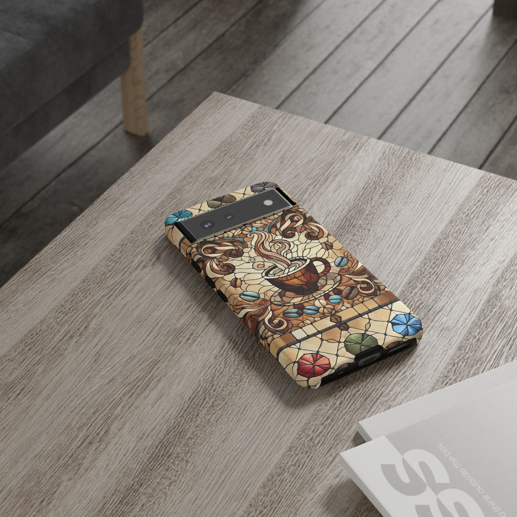 Stained Glass Coffee Android Phone Case – Shockproof TPU, 3D Wrap