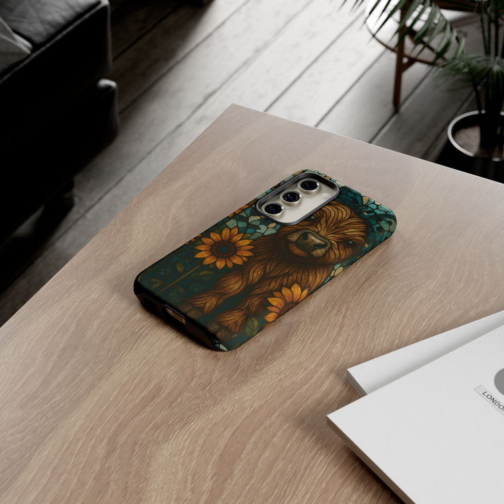 Stained Glass Baby Cow Phone Case – Sunflower Farmhouse Animal Design