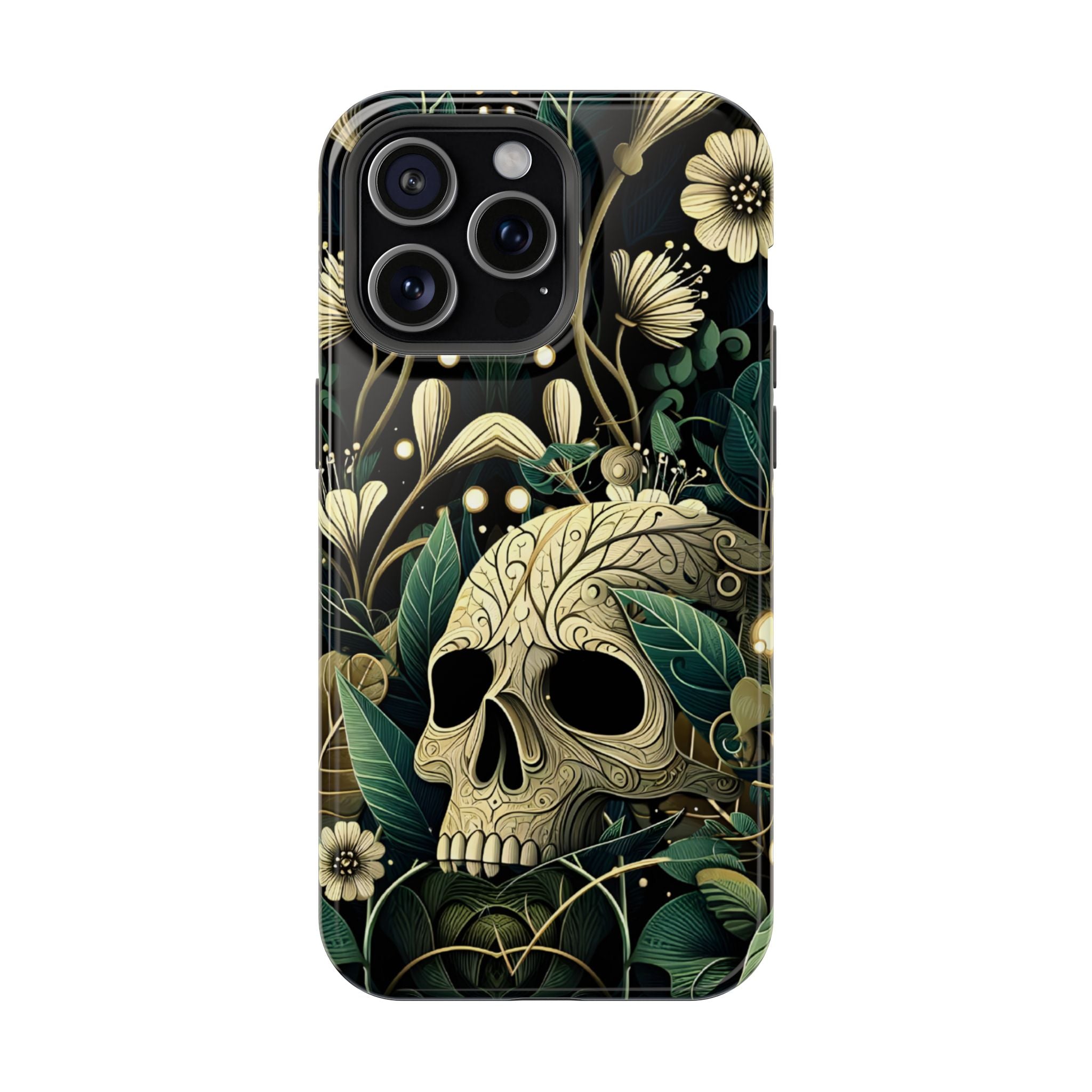 Floral Skull Phone Case – Botanical Gothic MagSafe-Compatible Cover
