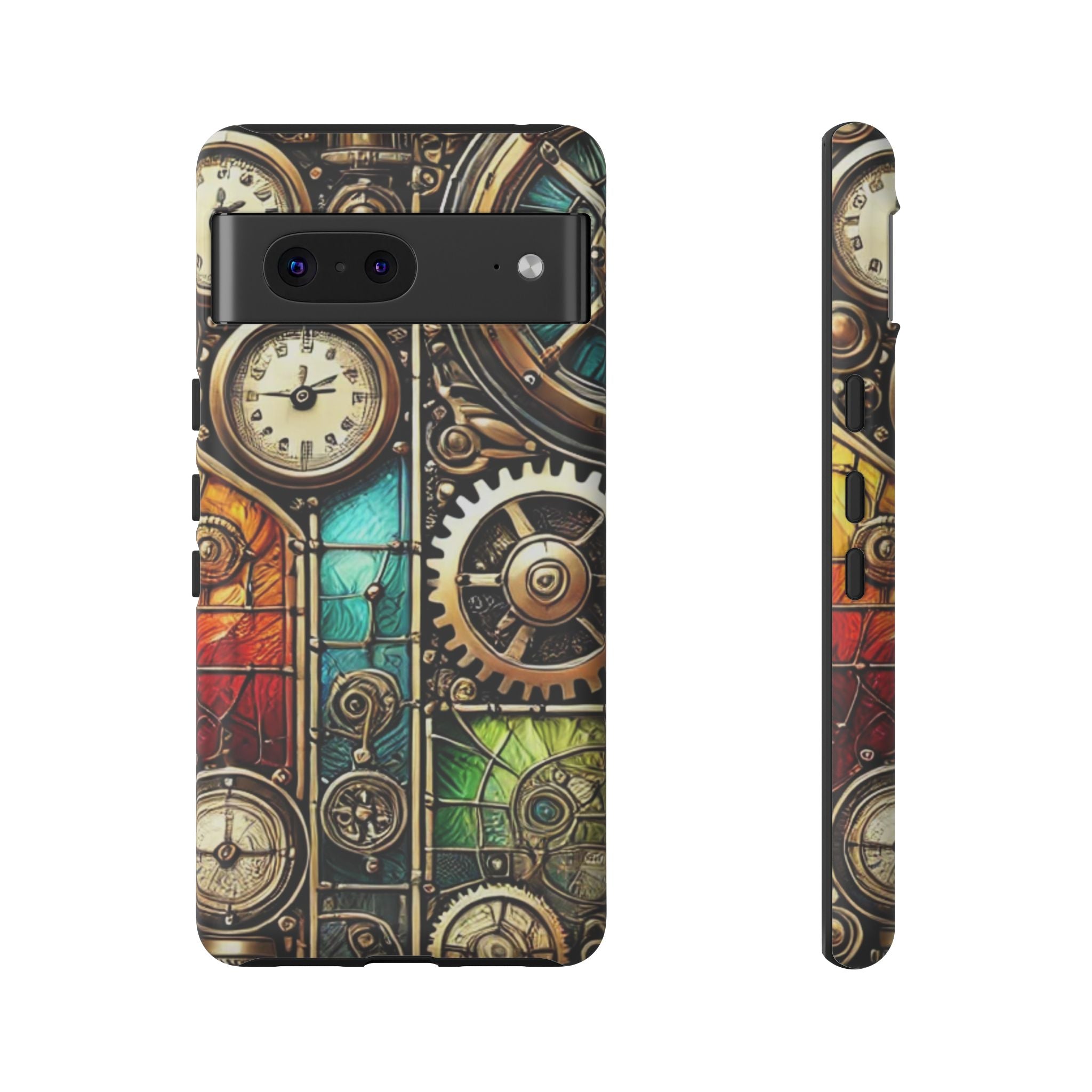 Steampunk Meets Stained Glass Android Case, Artistic Gear Design