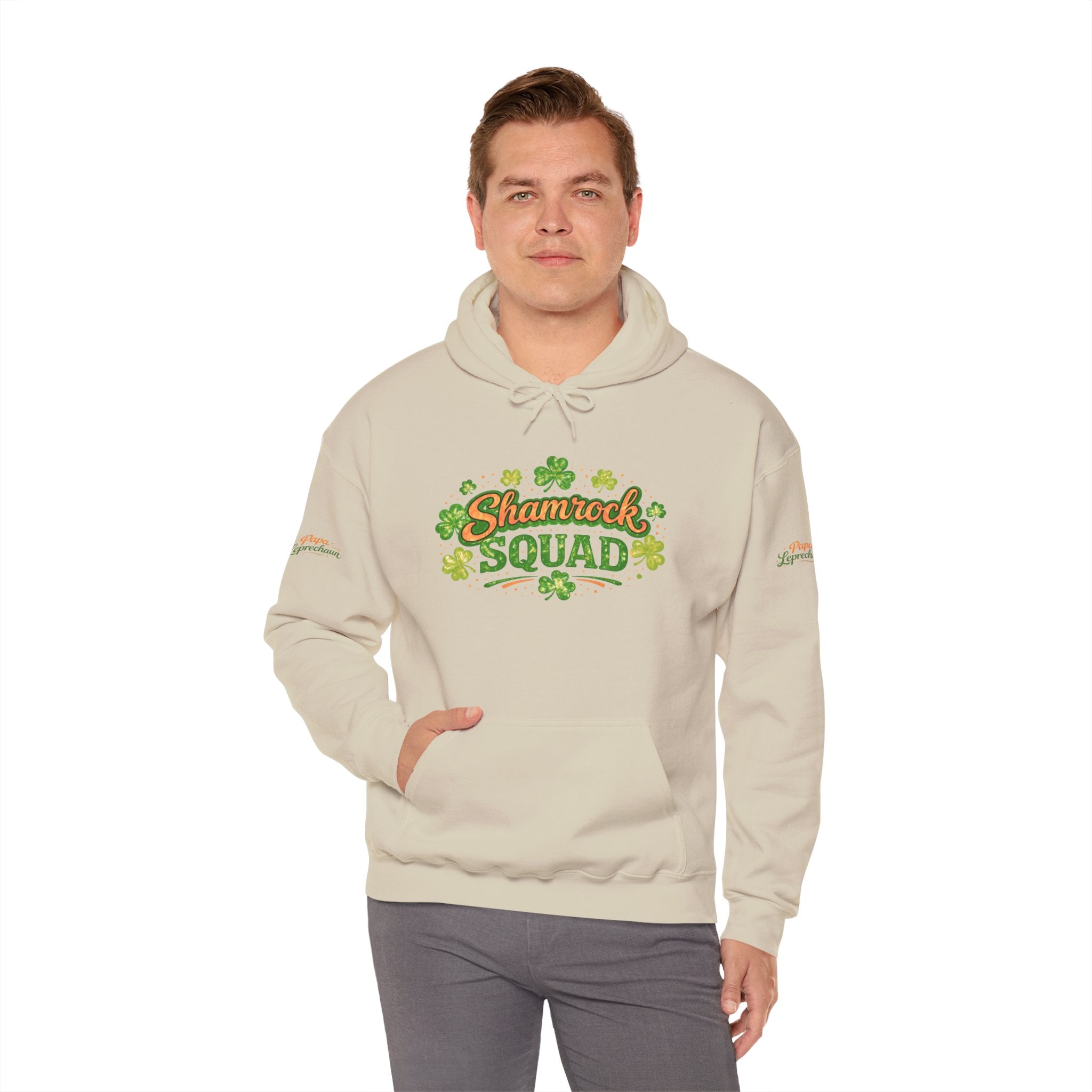 Papa Leprechaun Shamrock Squad Hoodie — St. Patrick’s Day Green Clover Sweatshirt