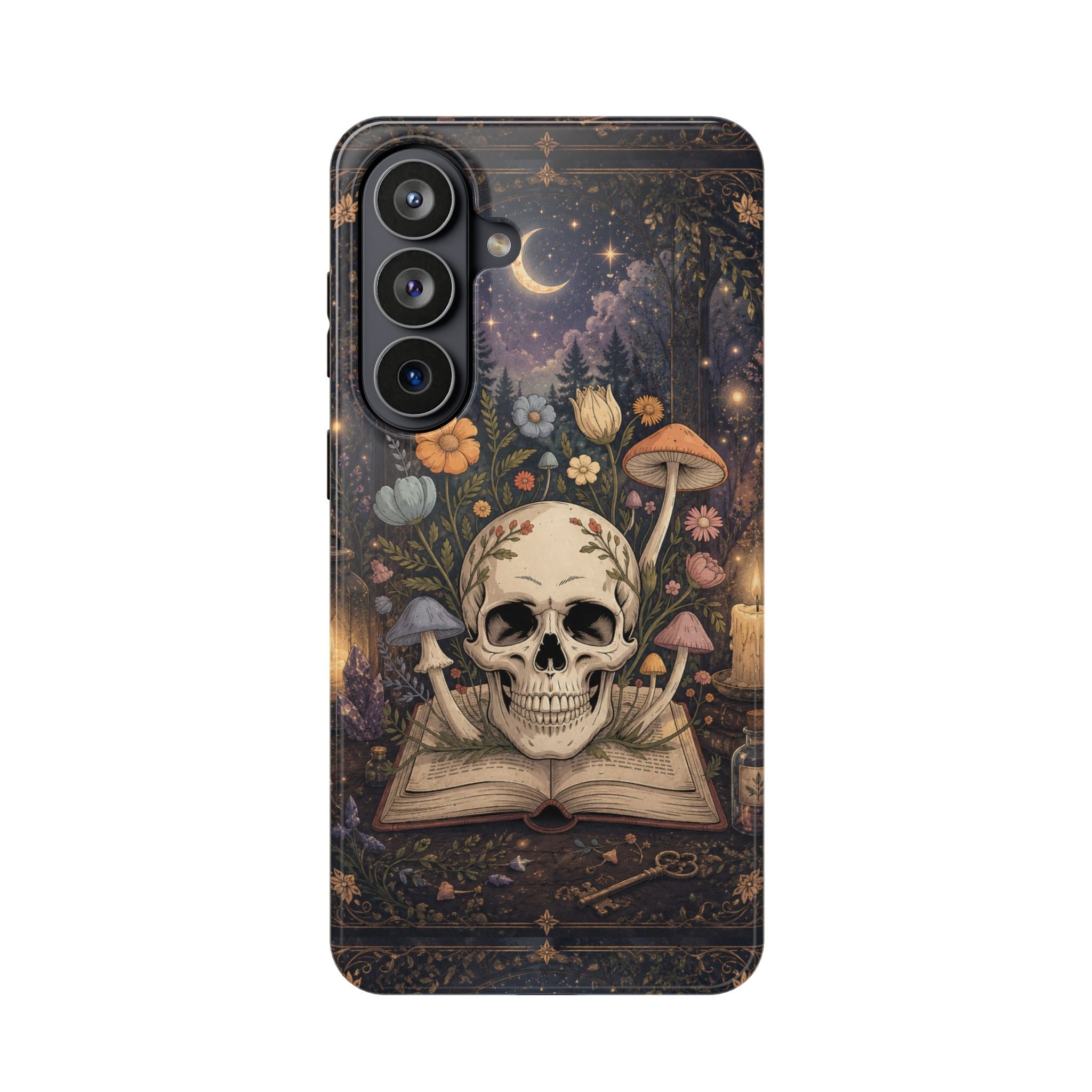 Skull & Mushroom Phone Case – Gothic MagSafe-Compatible Impact-Resistant Case