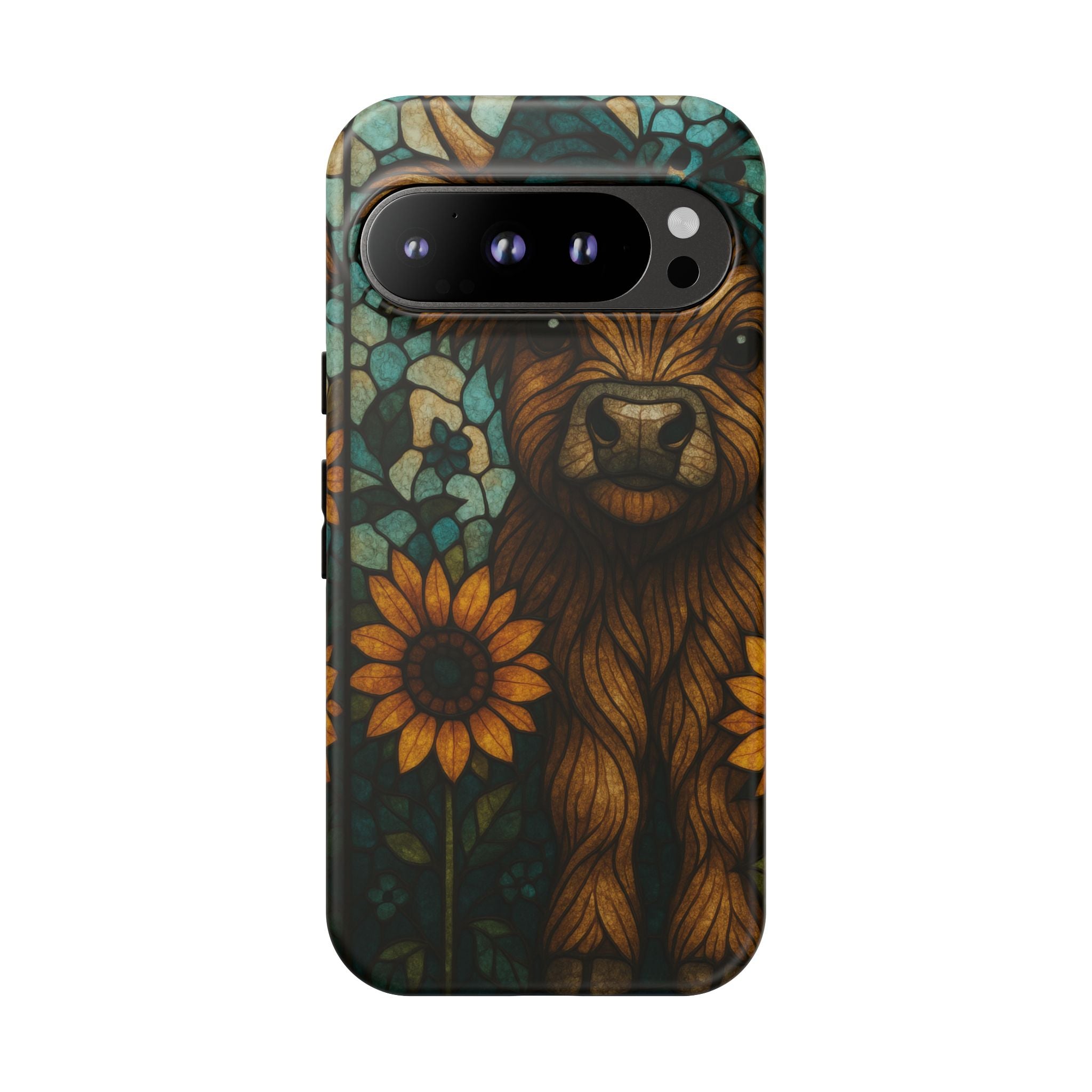 Stained Glass Baby Cow Phone Case – Sunflower Farmhouse Animal Design