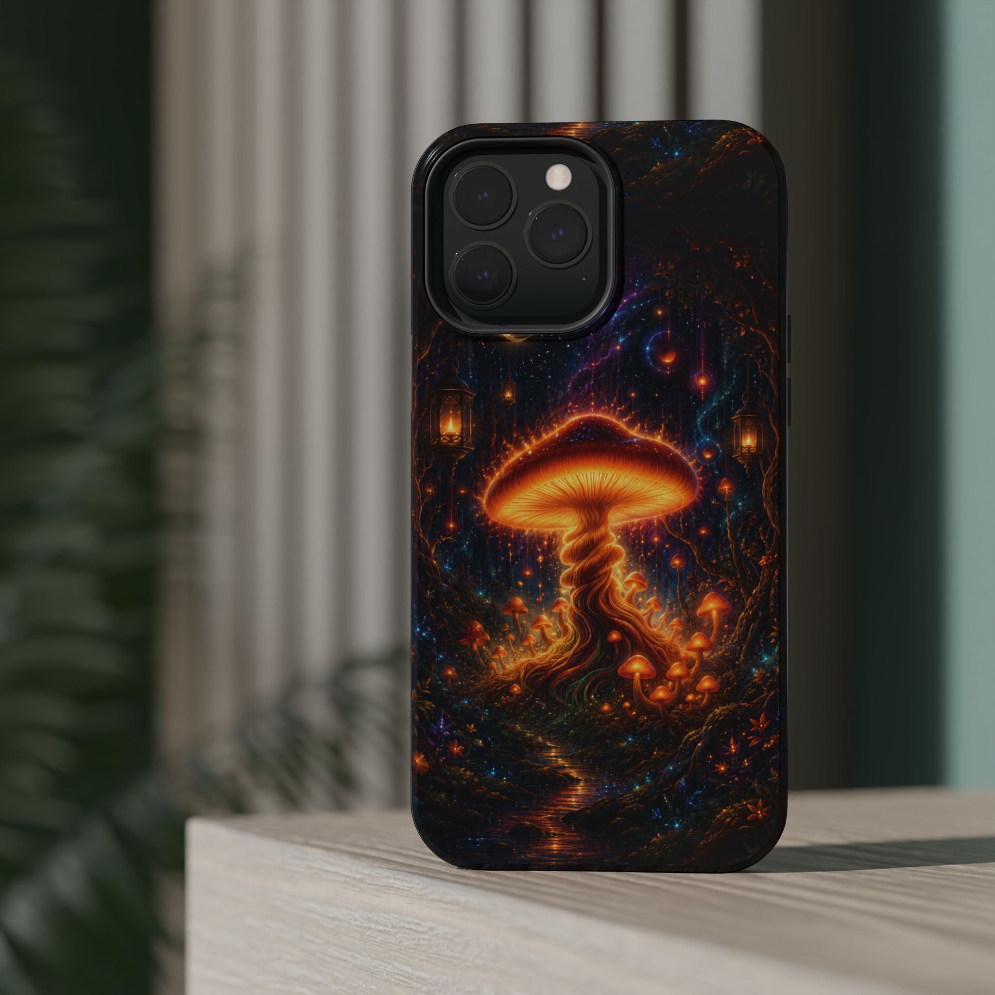 Psychedelic Glowing Mushroom Phone Case – MagSafe Galaxy Art Cover