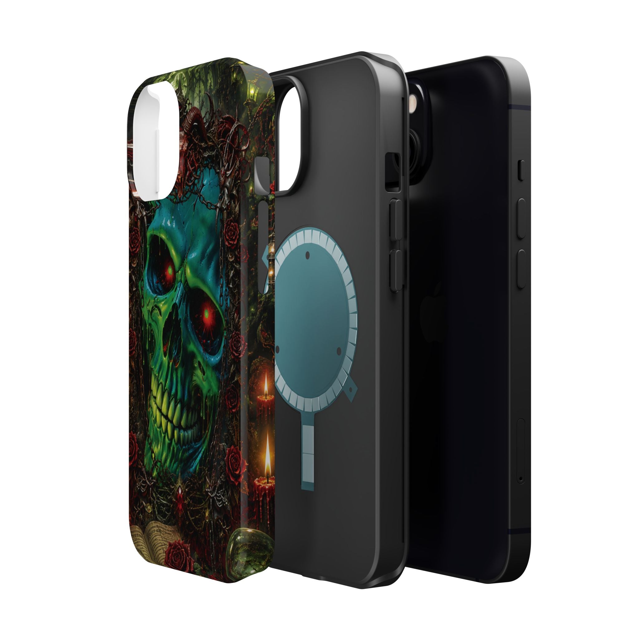 Skull Rose Phone Case – Gothic Impact-Resistant MagSafe-Compatible Cover