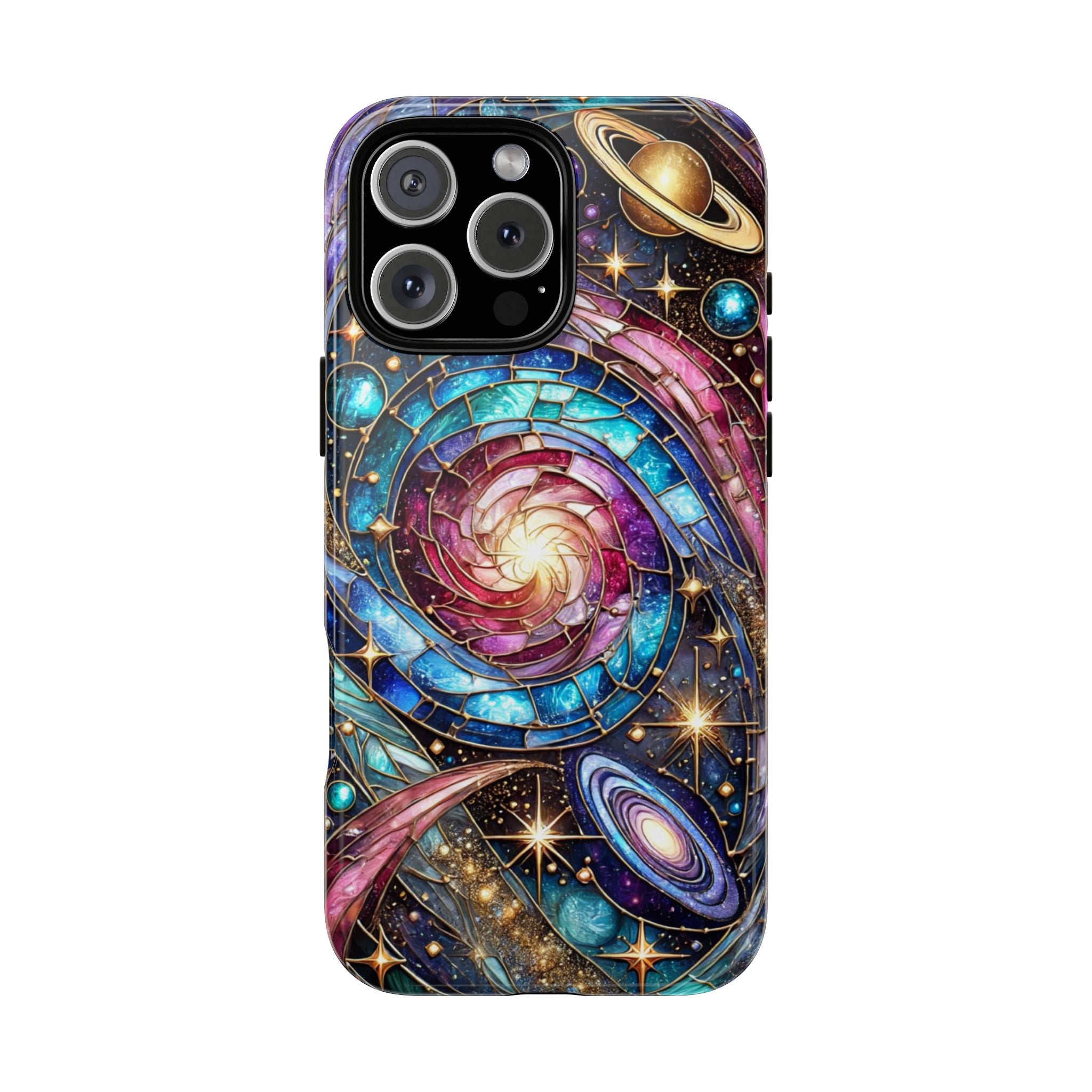 Galaxy Swirl Stained Glass Phone Case – Cosmic Celestial Cover