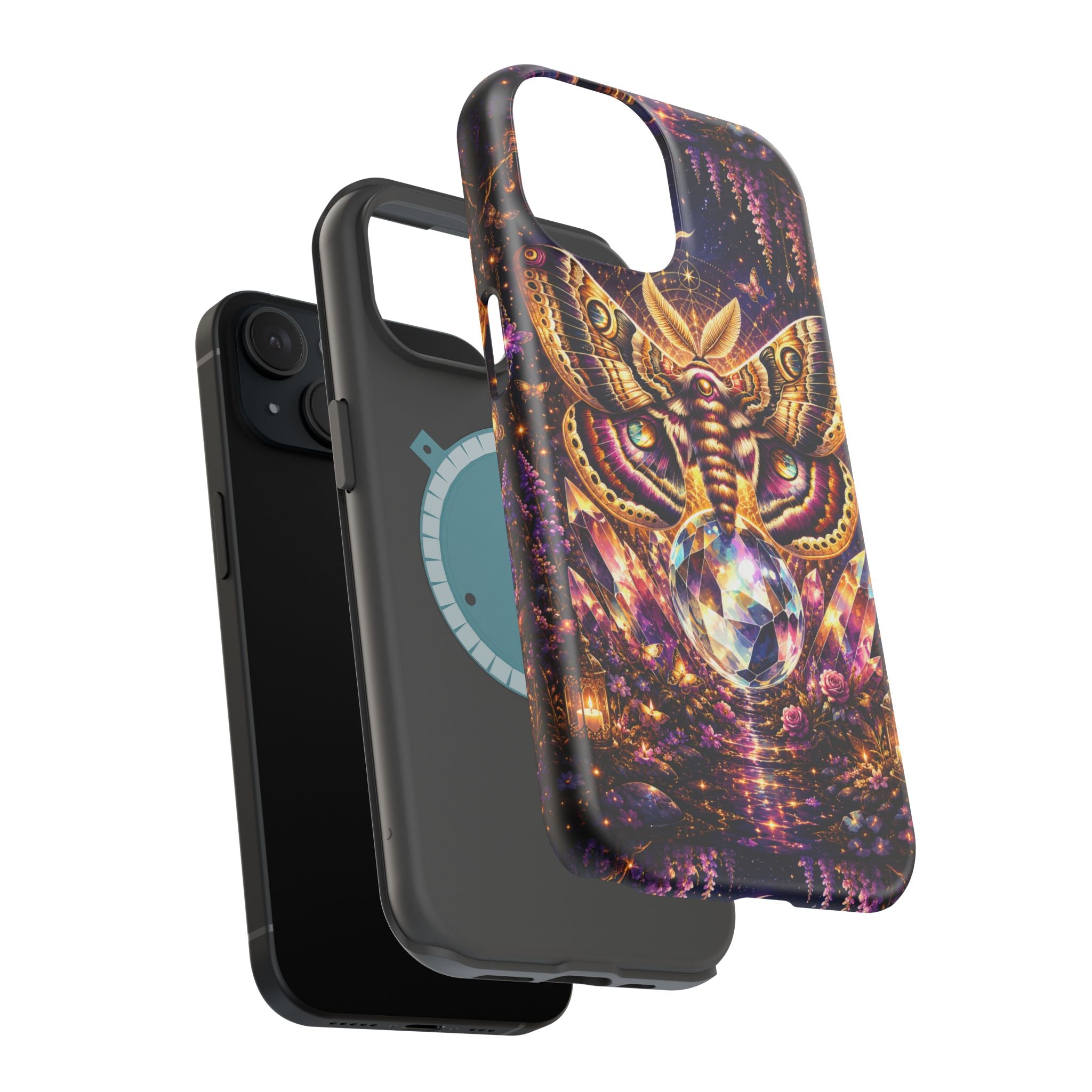 Mystic Moth Crystal Phone Case – Jewel-Toned MagSafe-Compatible Cover