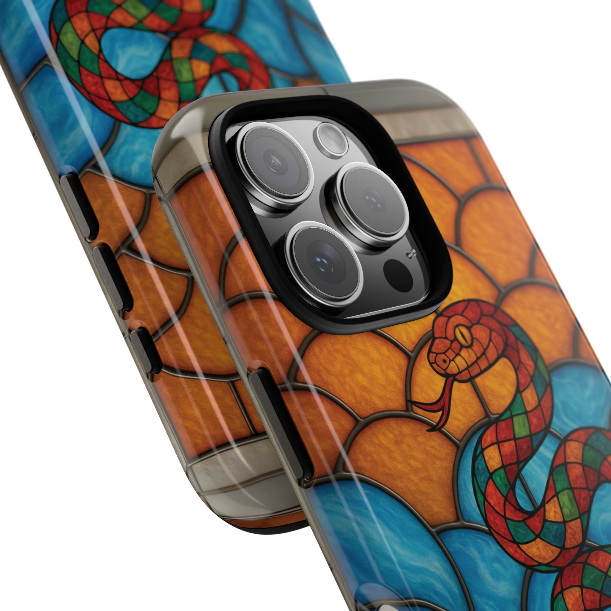 Snakes Are Beautiful Stained Glass Phone Case, Colorful Reptile Design Phone Cover, Nature Lovers Reptile Phone Case, Danger Noodle Case