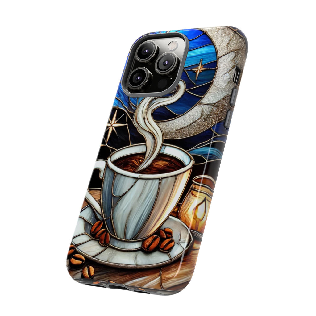 Stained Glass Coffee Phone Case – Cozy Artistic Design for Coffee Lovers