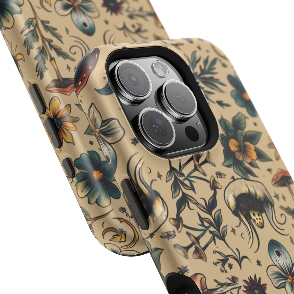 Vintage Botanical Mushroom Phone Case – MagSafe-Compatible Cover