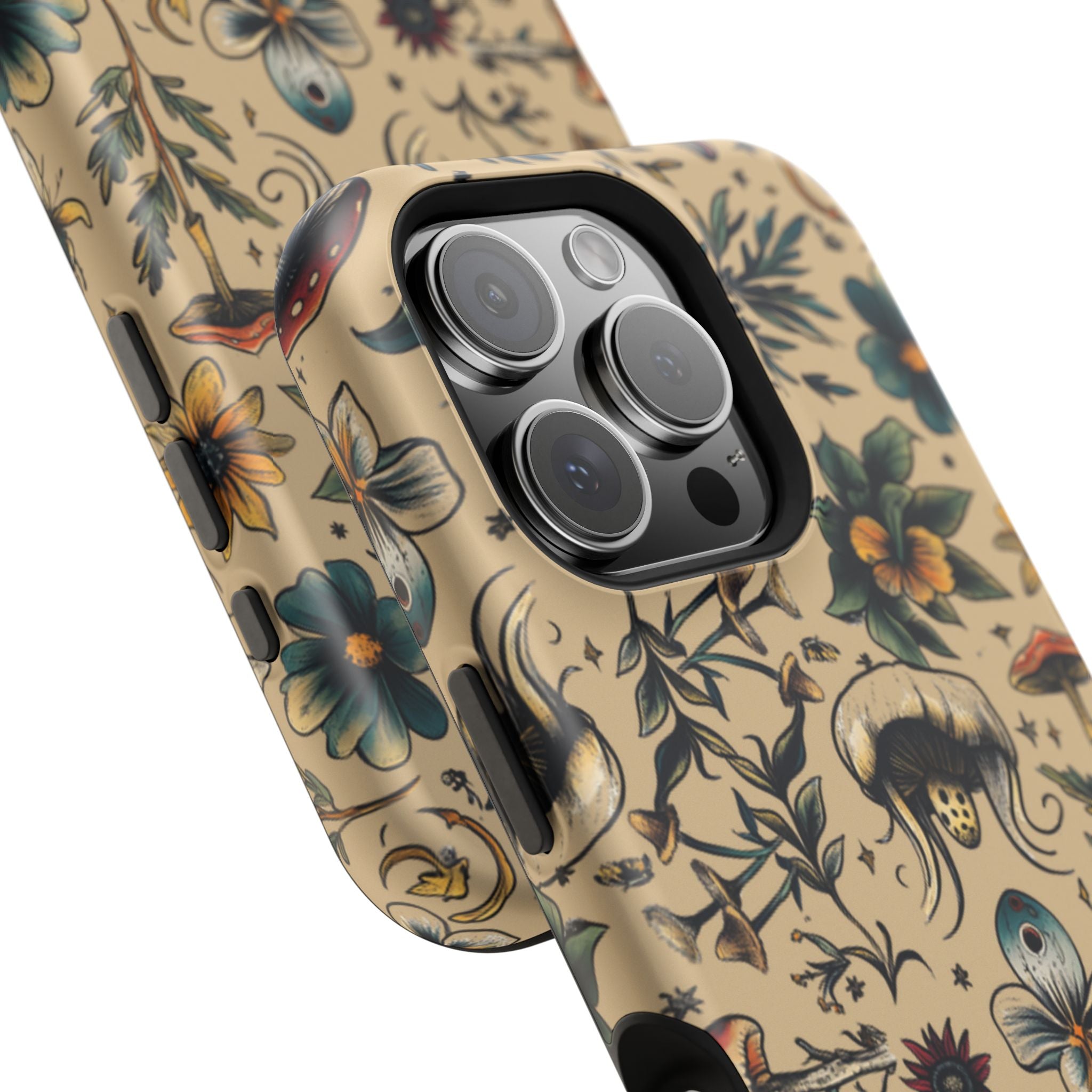 Vintage Botanical Mushroom Phone Case – MagSafe-Compatible Cover