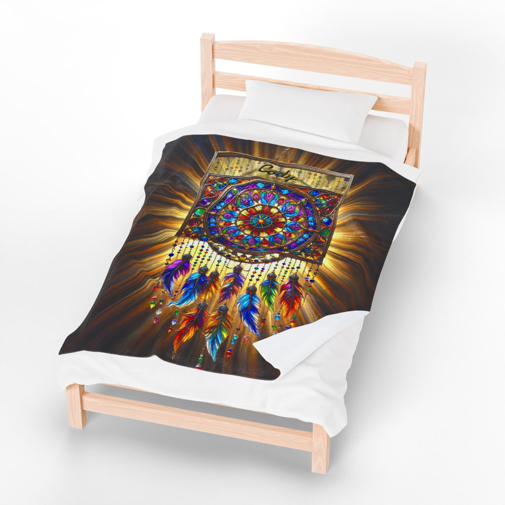 Dreamcatcher Velveteen Plush Blanket, Native American Throw, Meditation and Relaxation 50"x60" Throw Blanket