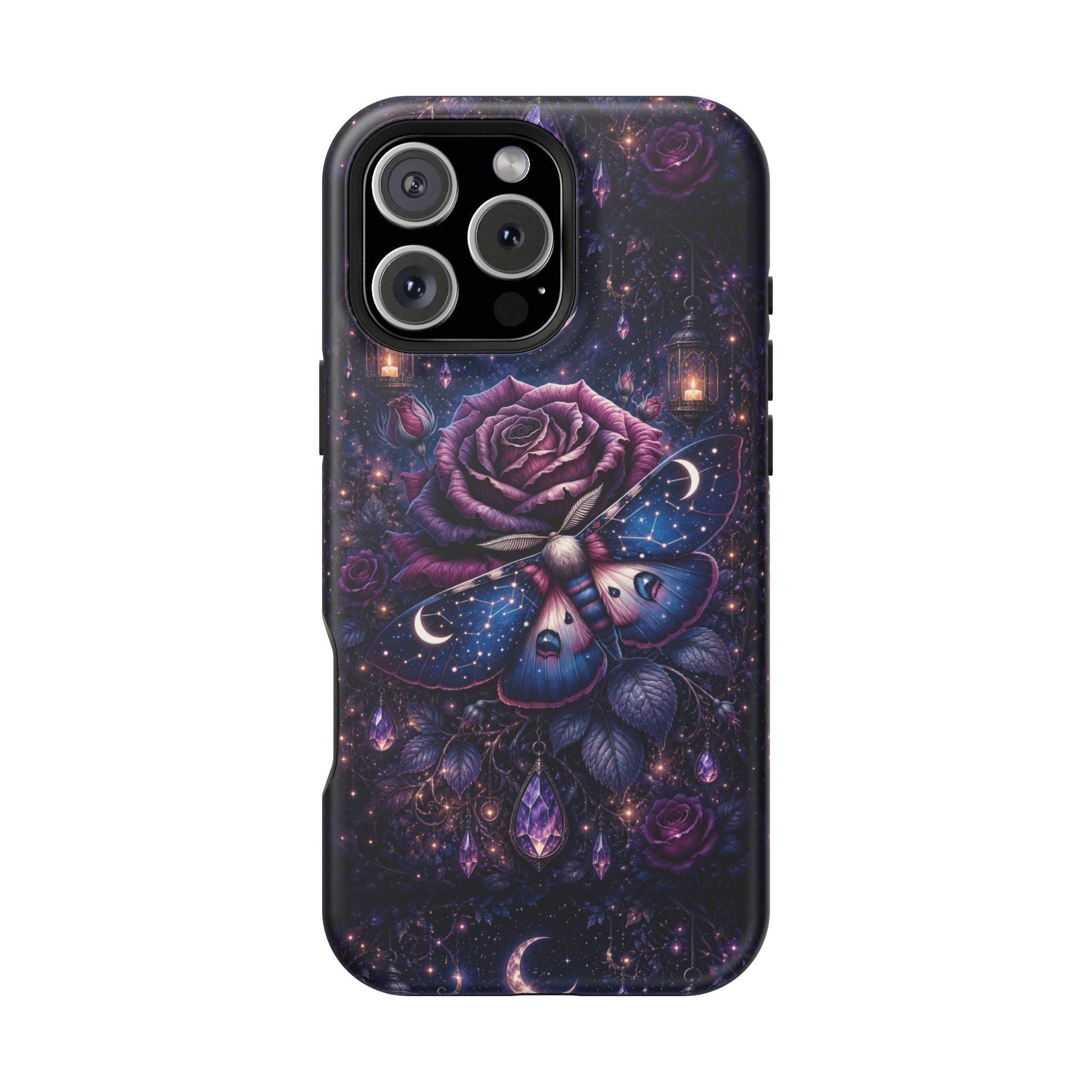 Mystical Rose & Moth Phone Case – Floral MagSafe-Compatible Cover