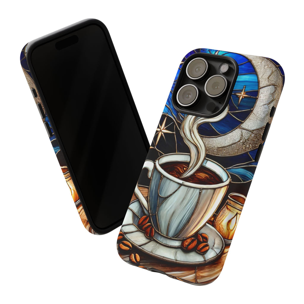 Stained Glass Coffee Phone Case – Cozy Artistic Design for Coffee Lovers