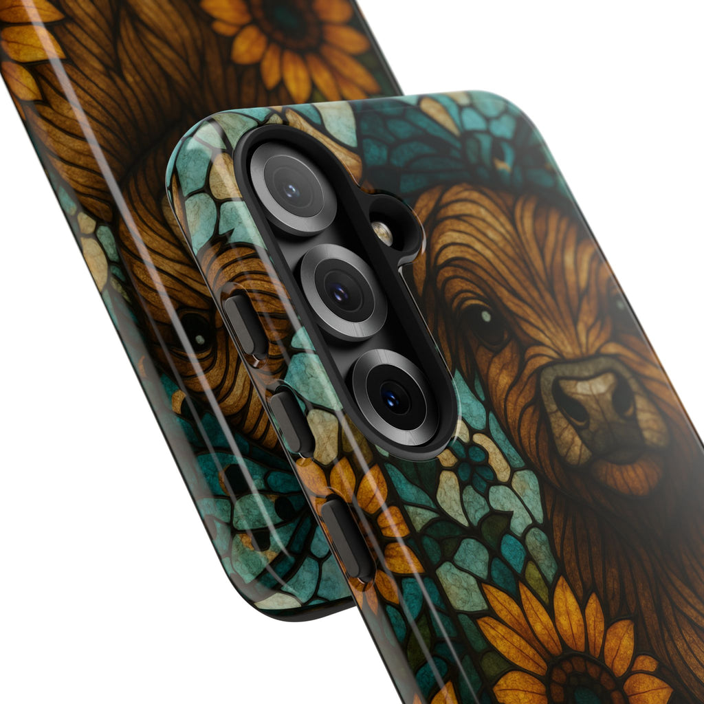 Stained Glass Baby Cow Phone Case – Sunflower Farmhouse Animal Design