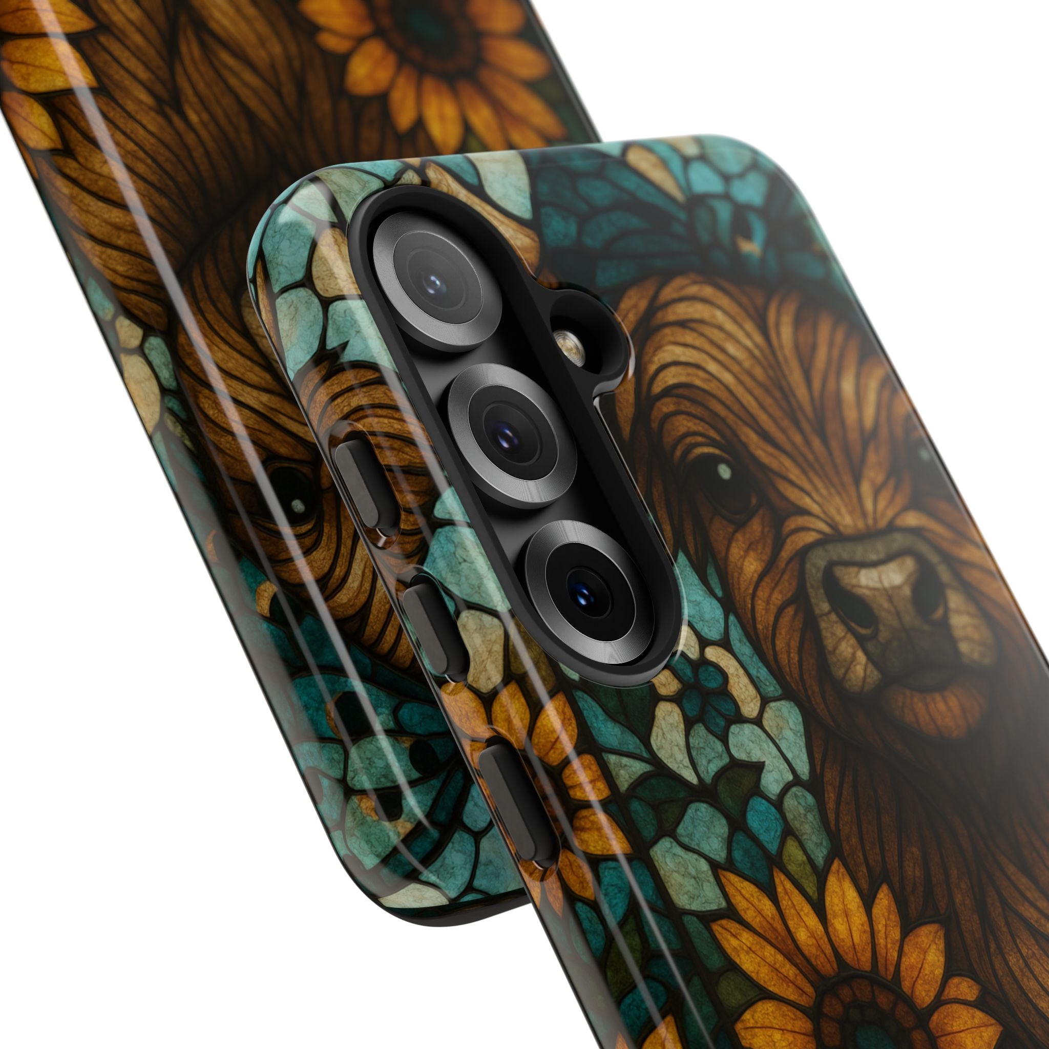 Stained Glass Baby Cow Phone Case – Sunflower Farmhouse Animal Design