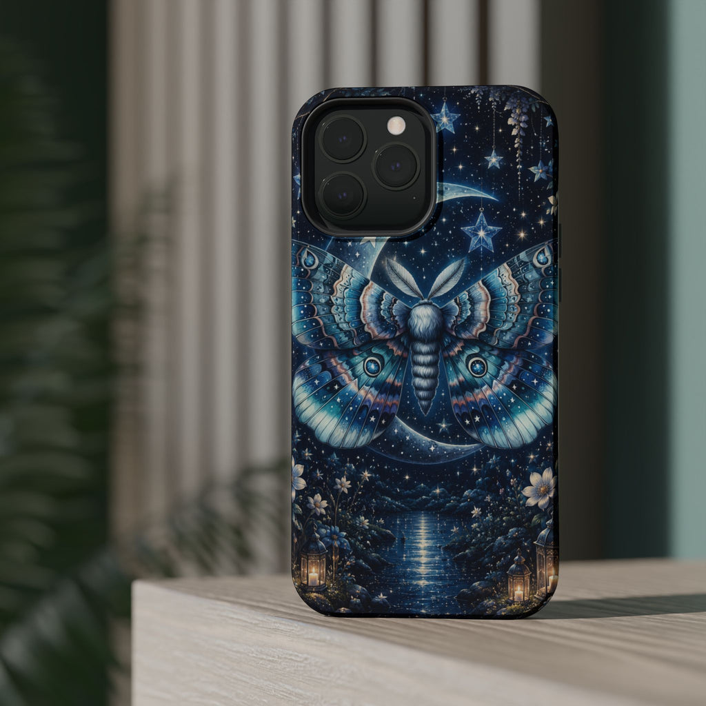 Mystic Moth Moon Phone Case – Night Sky MagSafe-Compatible Cover
