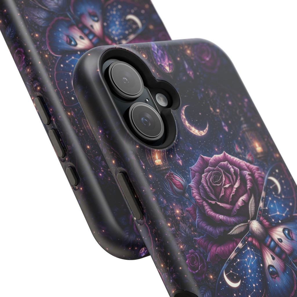 Mystical Rose & Moth Phone Case – Floral MagSafe-Compatible Cover